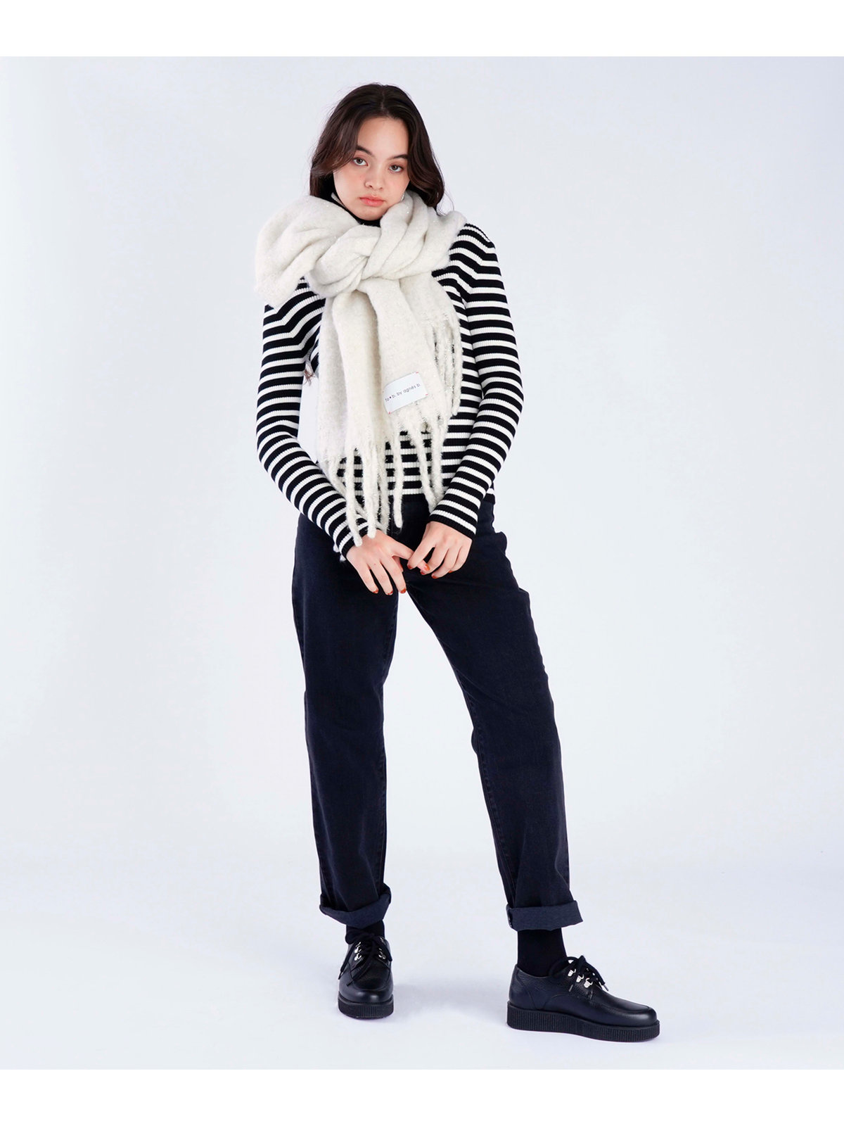To b. by agnès b. 【Outlet】ラメ マフラー ホワイト