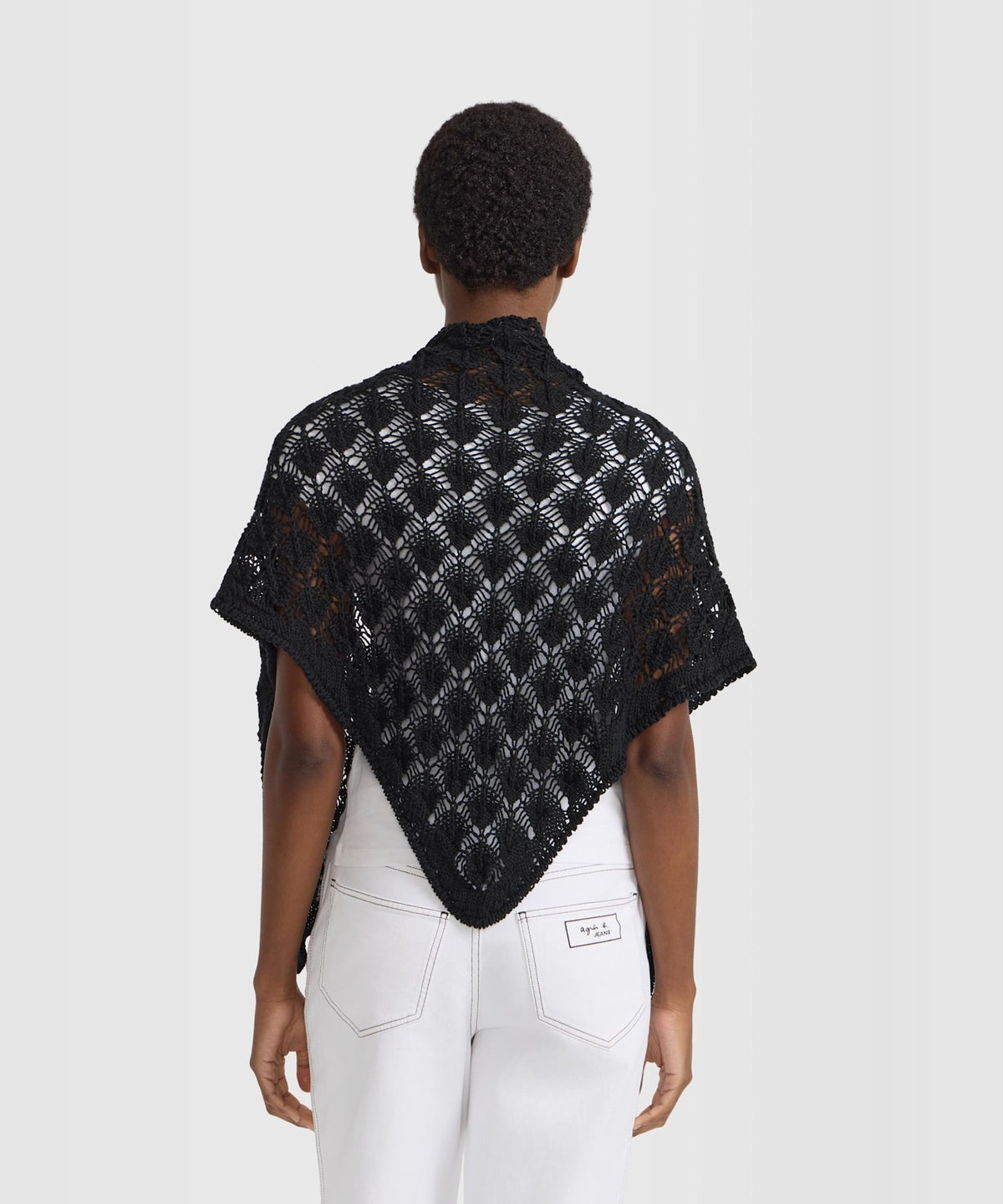 FEMME ウィメンズ かぎ編み コットン トライアングル スカーフ "Marjolaine" ブラック