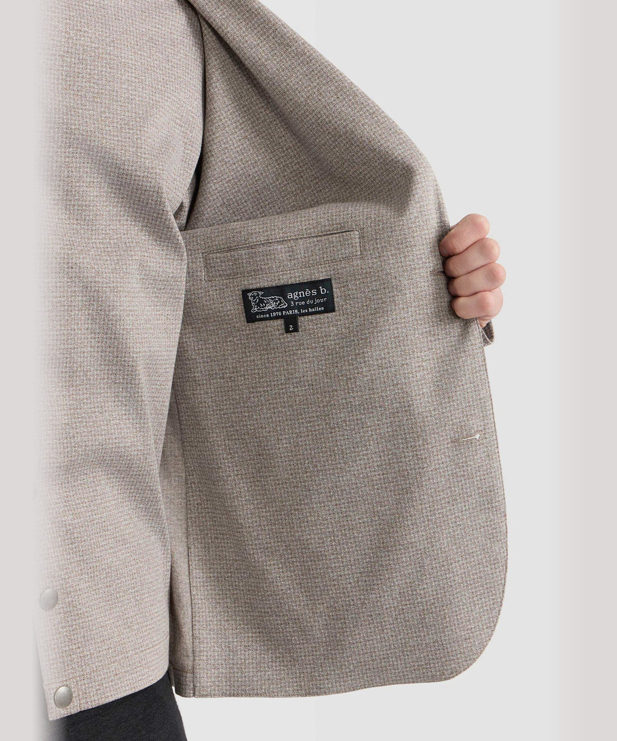 HOMME メンズ メンズ チェック コットンジャージー オーバーサイズ テーラードジャケット "Greenford Large" ベージュ