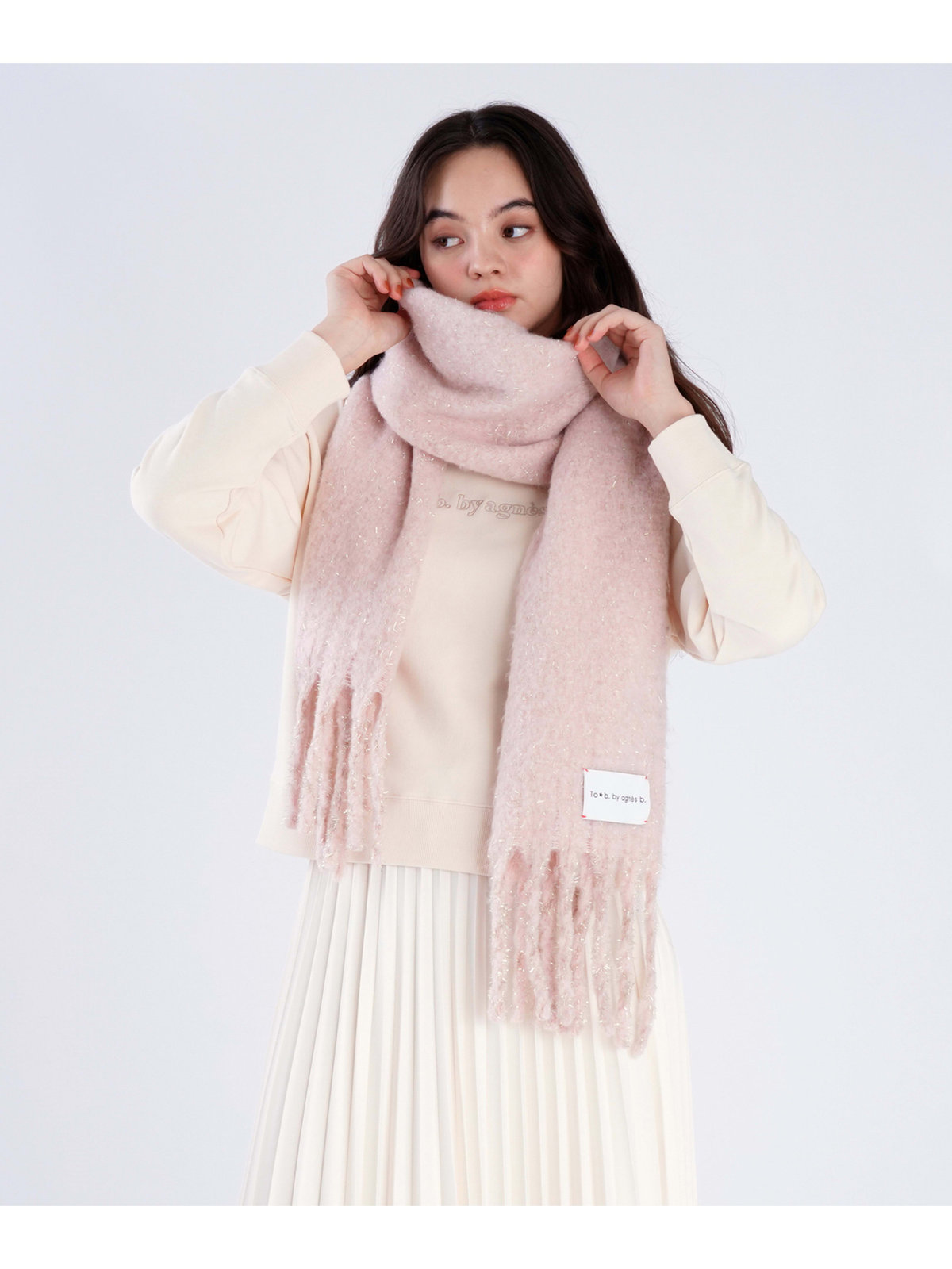 To b. by agnès b. 【Outlet】ラメ マフラー ピンク