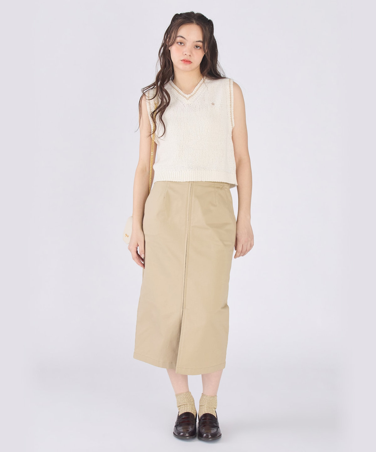 To b. by agnès b. スター 刺繍 ミックス ヤーン ニット ベスト ホワイト