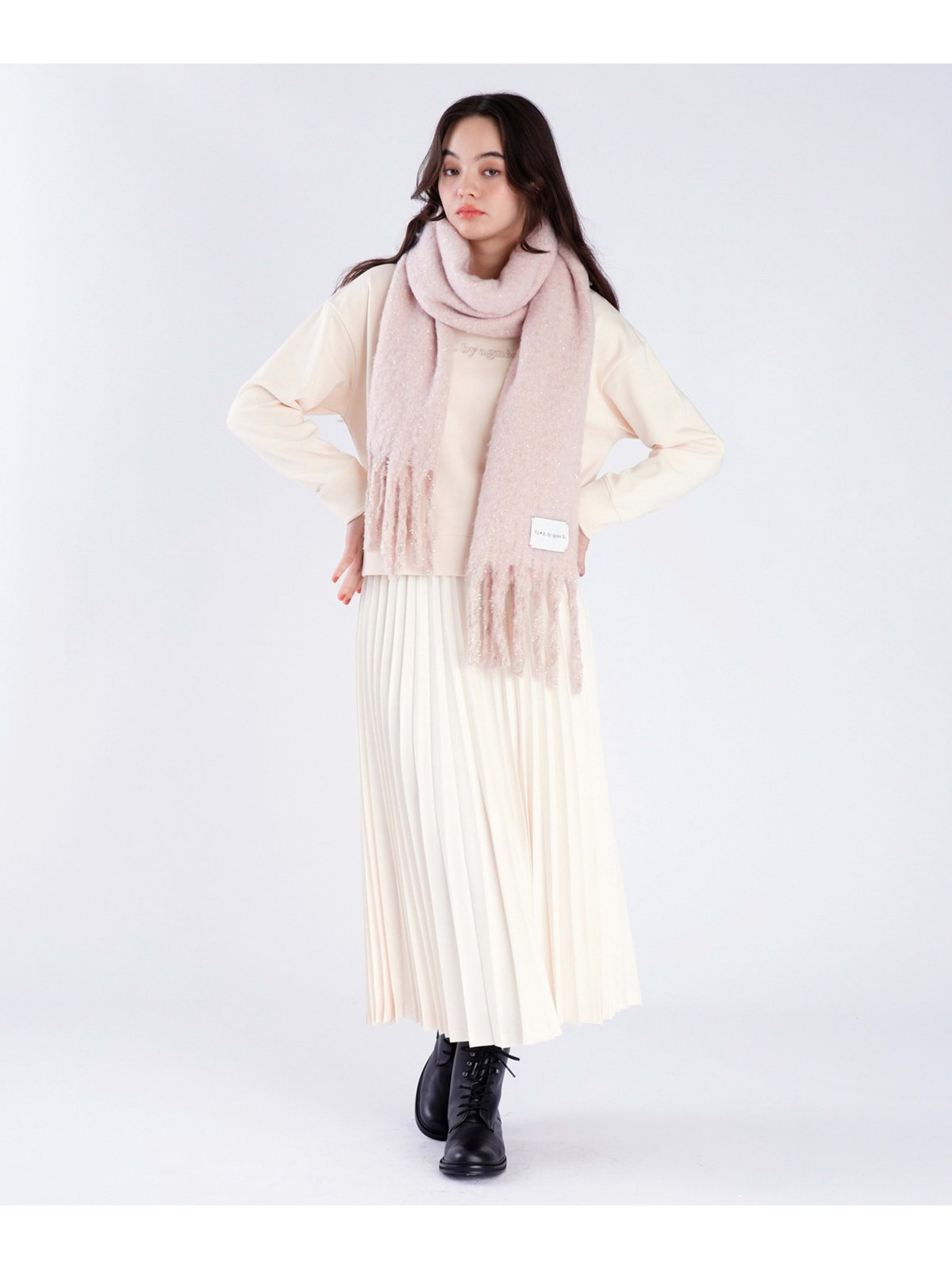 To b. by agnès b. 【Outlet】ラメ マフラー ピンク