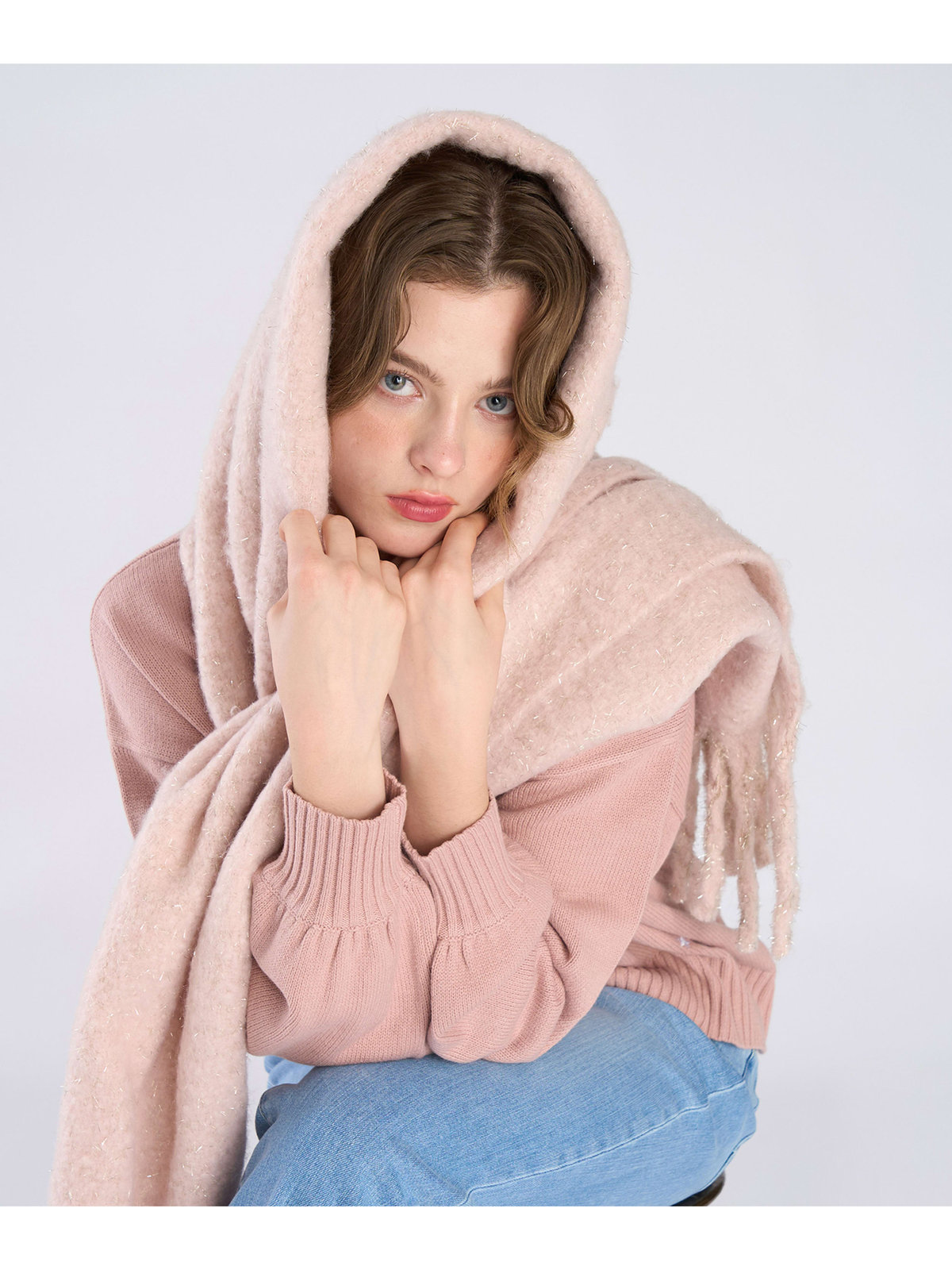 To b. by agnès b. 【Outlet】ラメ マフラー ピンク