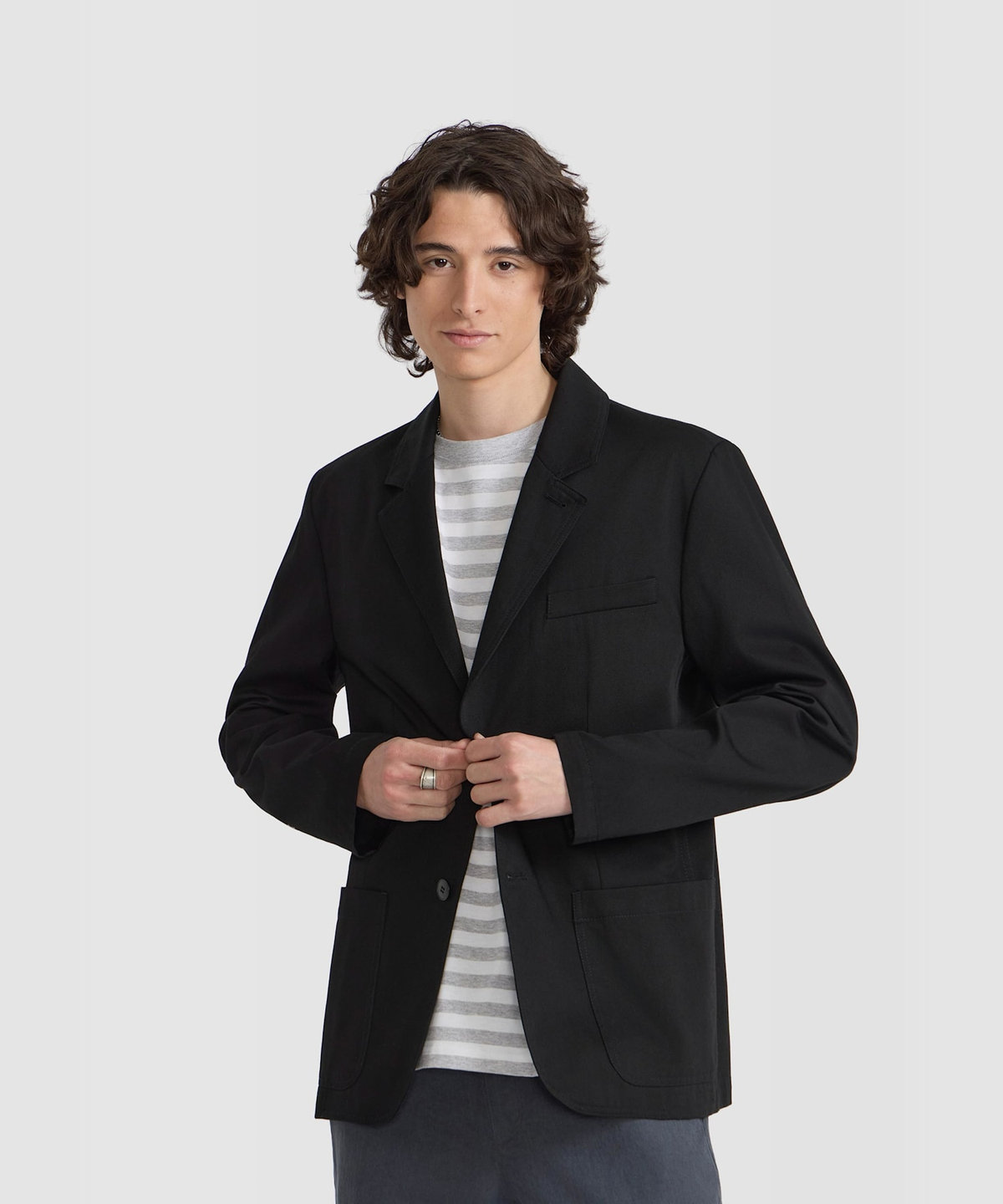 HOMME メンズ メンズ コットン ギャバジン テーラードジャケット "Cami" ブラック