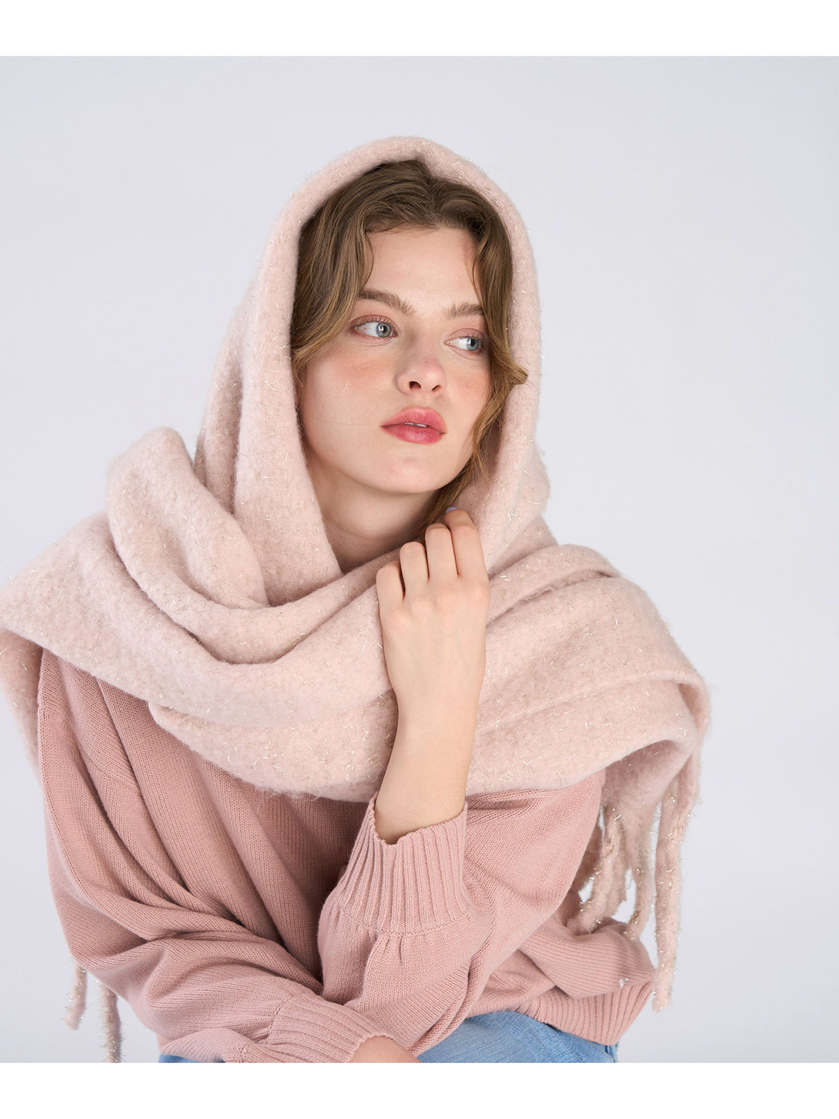 To b. by agnès b. 【Outlet】ラメ マフラー ピンク
