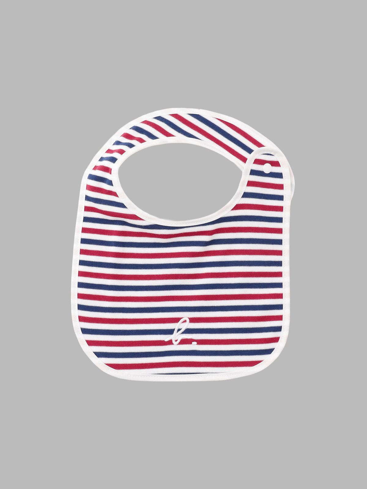 ENFANT ベビー ベビー "b."ロゴ 刺繍 トリコロールボーダー コットン スタイ ネイビー