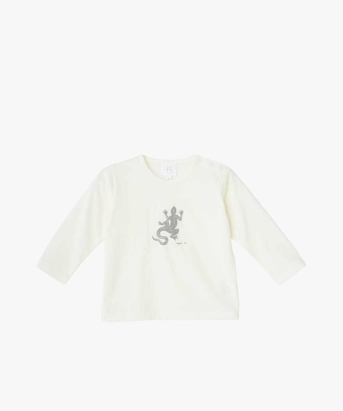 ENFANT ベビー ベビー ロゴ アイコニック プリント コットン 長袖 Tシャツ "Lezard" ホワイト