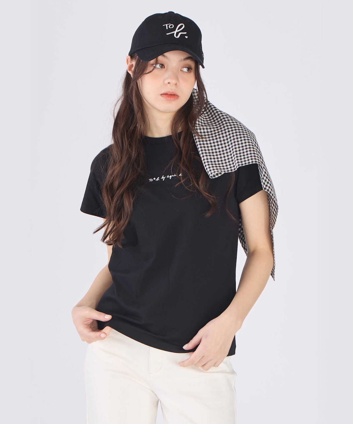 To b. by agnès b. ミニロゴ コットン 半袖 Tシャツ ブラック