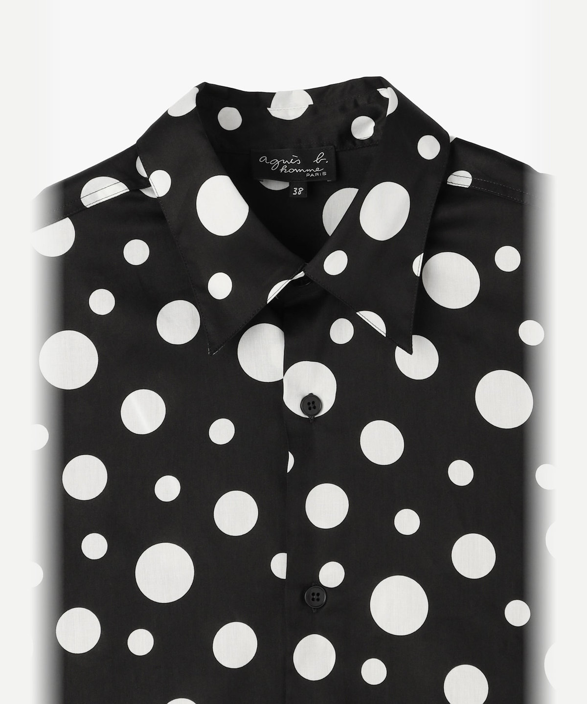 HOMME メンズ メンズ ドット コットン 長袖 シャツ "Jimi" ブラック