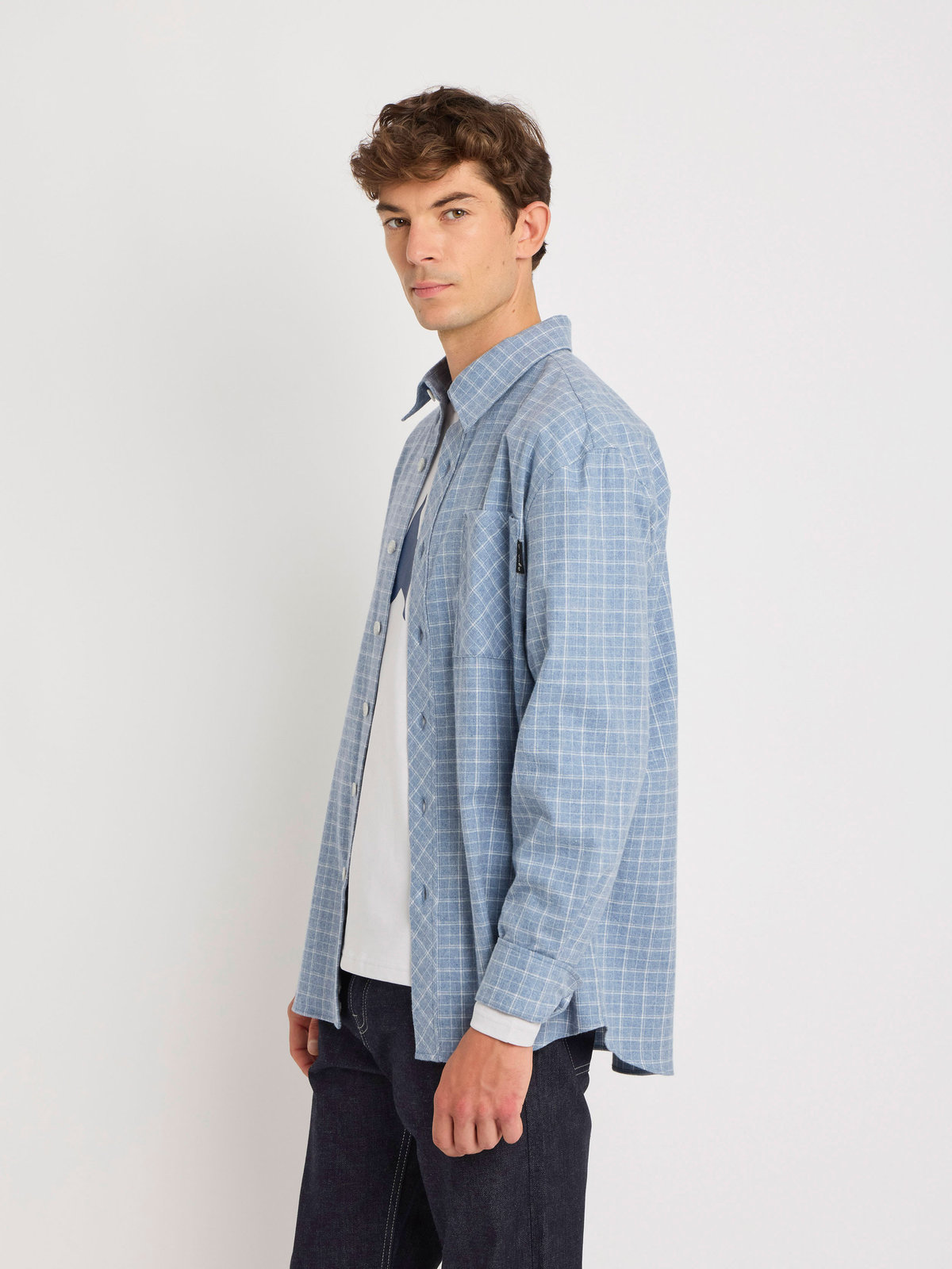 HOMME メンズ メンズ コットン 長袖 シャツ ”Masen” ネイビー