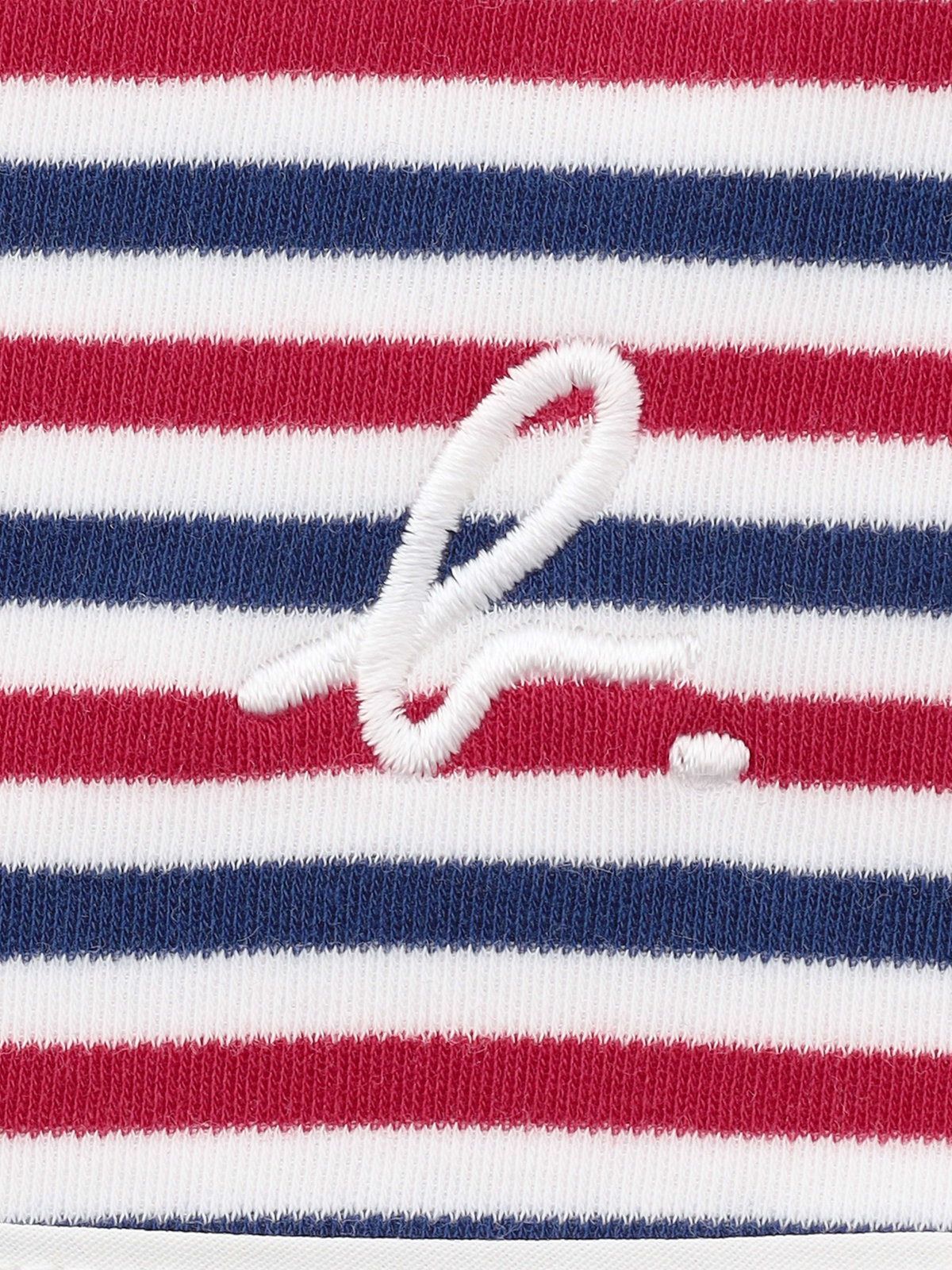 ENFANT ベビー ベビー "b."ロゴ 刺繍 トリコロールボーダー コットン スタイ ネイビー