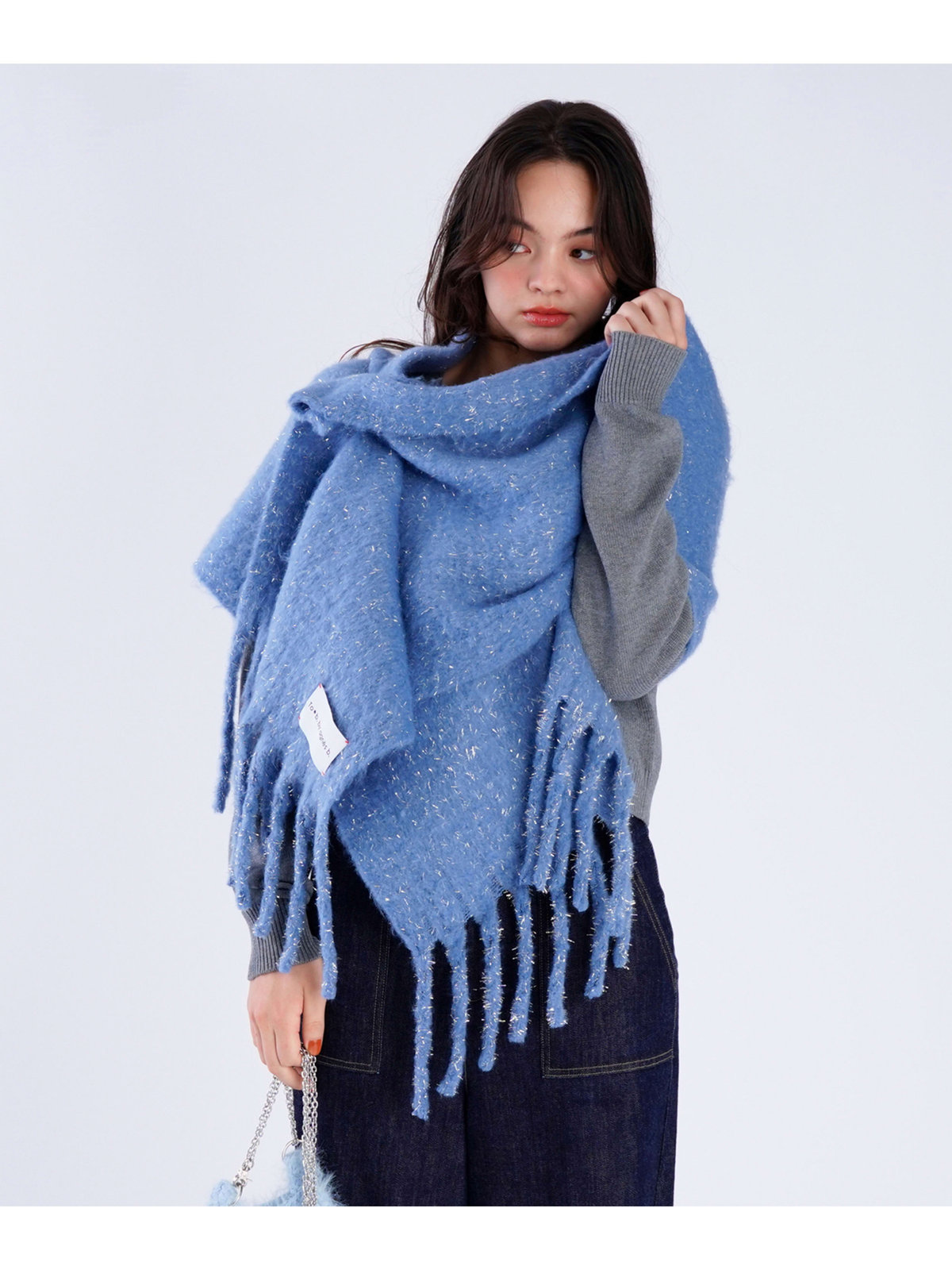 To b. by agnès b. 【Outlet】ラメ マフラー ブルー