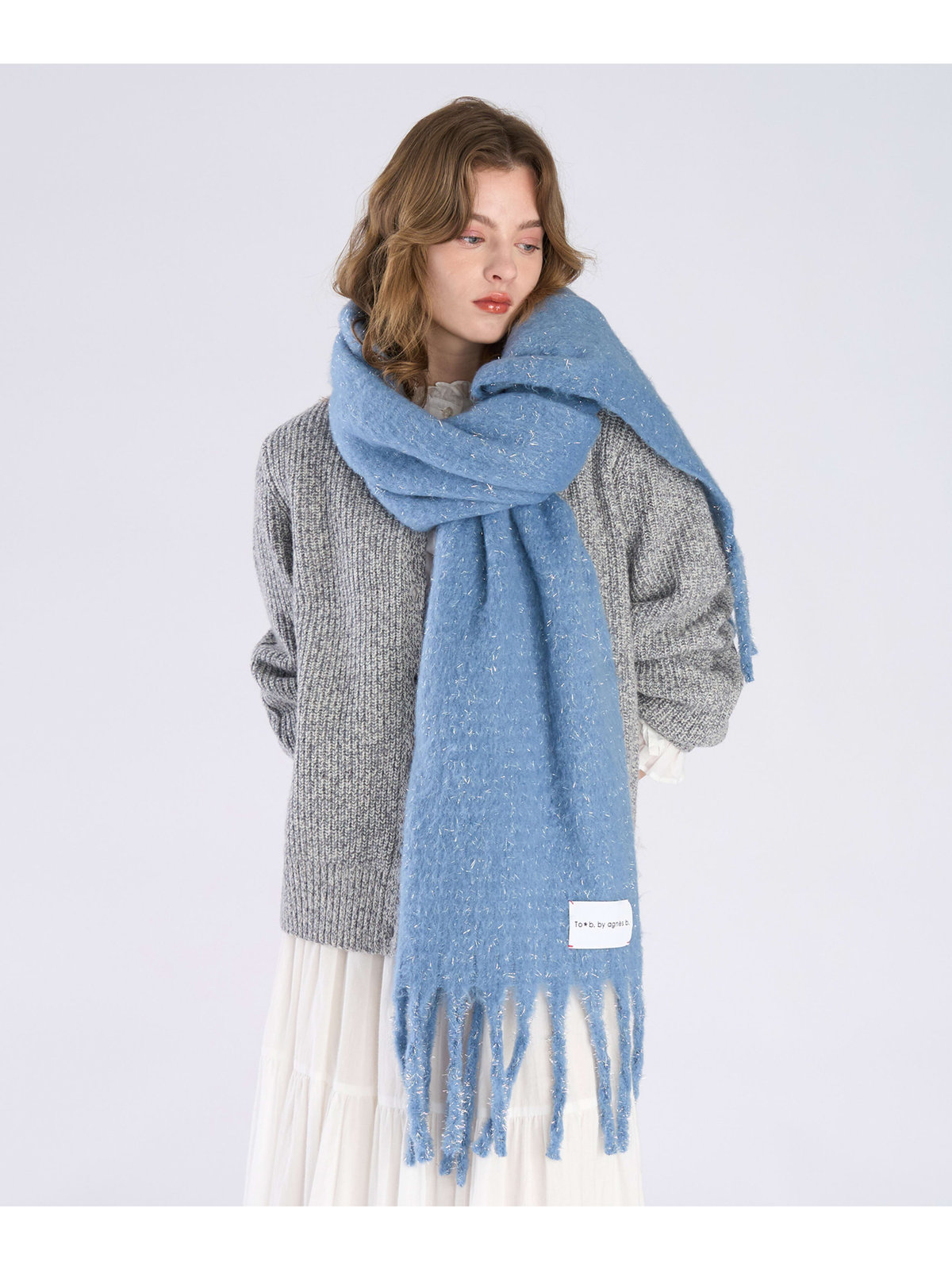 To b. by agnès b. 【Outlet】ラメ マフラー ブルー