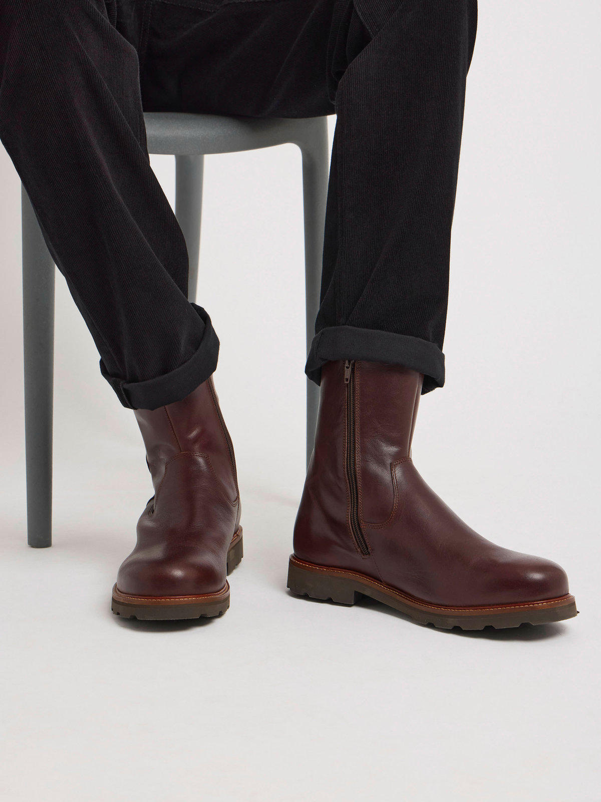 HOMME メンズ メンズ レザー ブーツ ”Indiana” レッド系その他