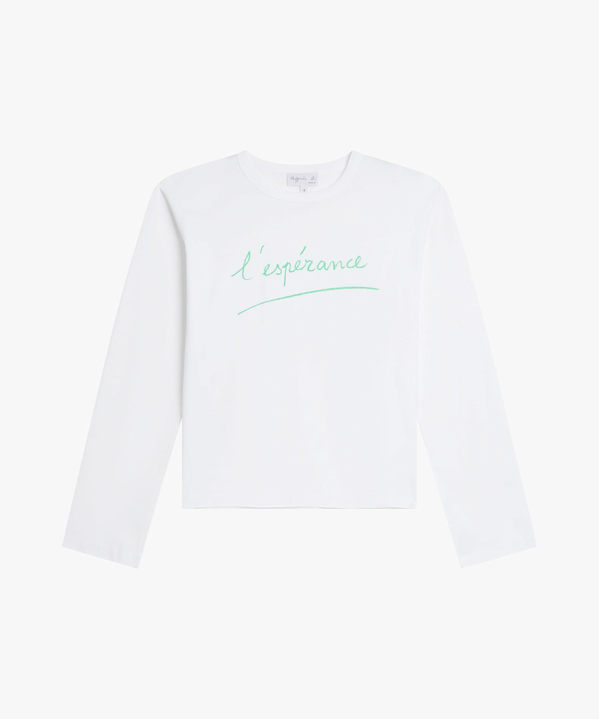 FEMME ウィメンズ メッセージ プリント コットン 長袖 Tシャツ "l'esperance" ホワイト