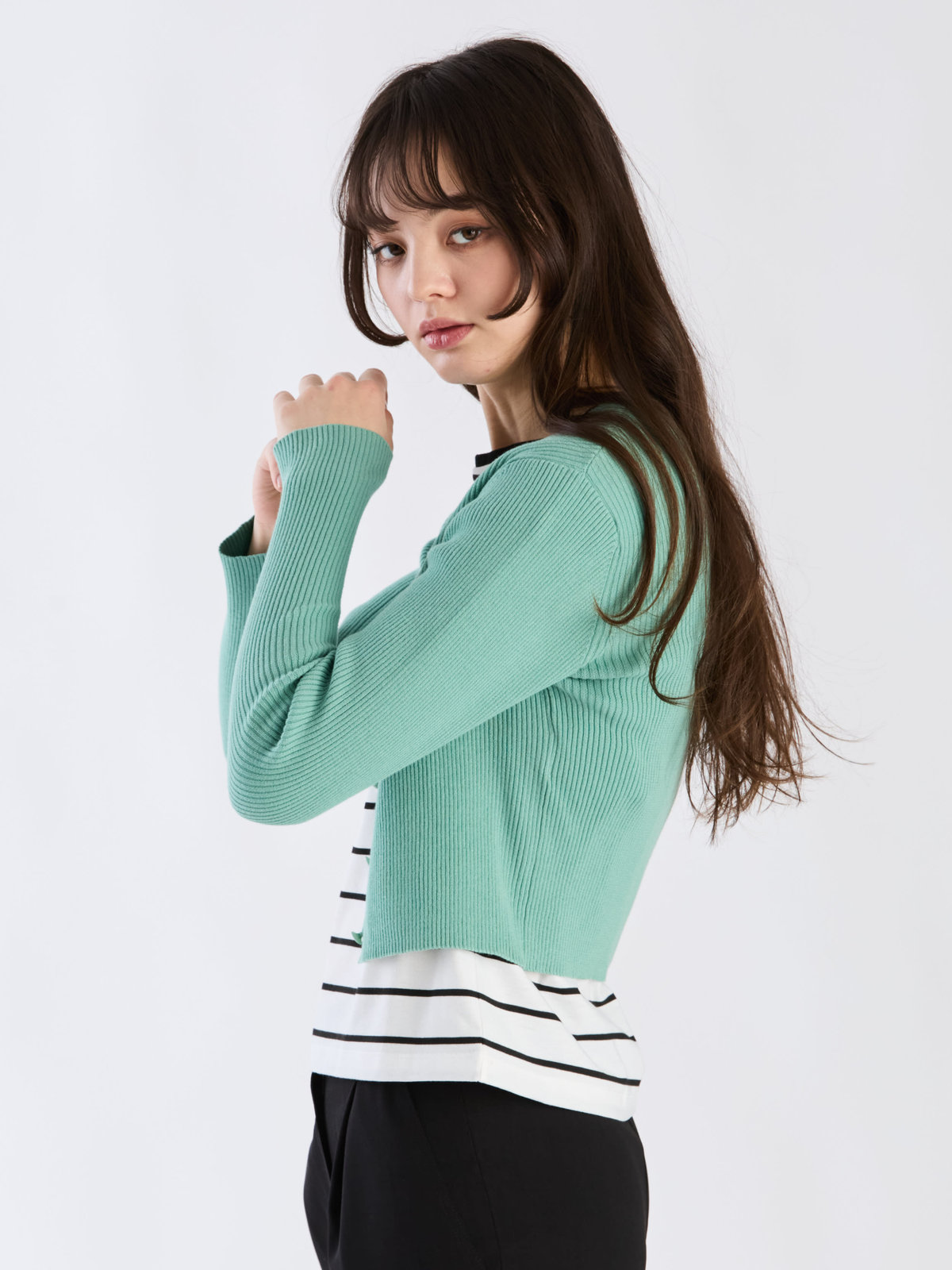 To b. by agnès b. 【Outlet】コットンリブカーディガン グリーン系その他