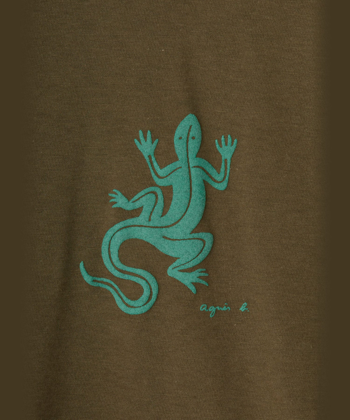ENFANT ベビー ベビー ロゴ アイコニック プリント コットン 長袖 Tシャツ "Lezard" カーキ