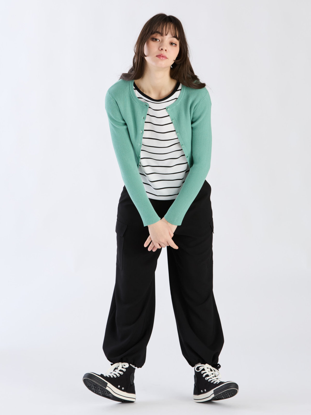 To b. by agnès b. 【Outlet】コットンリブカーディガン グリーン系その他