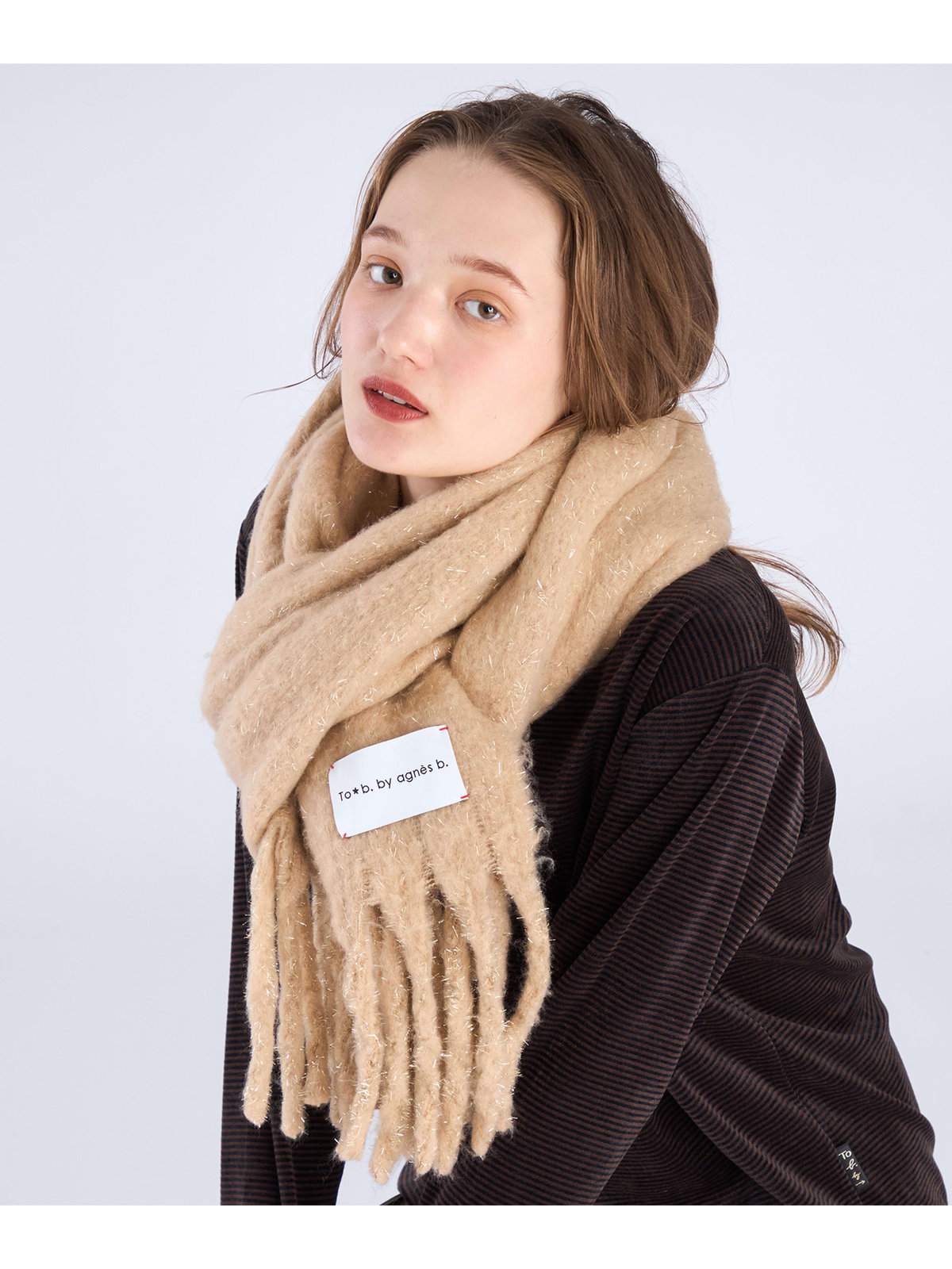 To b. by agnès b. 【Outlet】ラメ マフラー グレー系その他