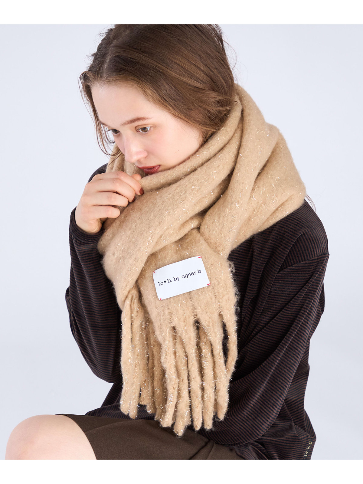 To b. by agnès b. 【Outlet】ラメ マフラー グレー系その他
