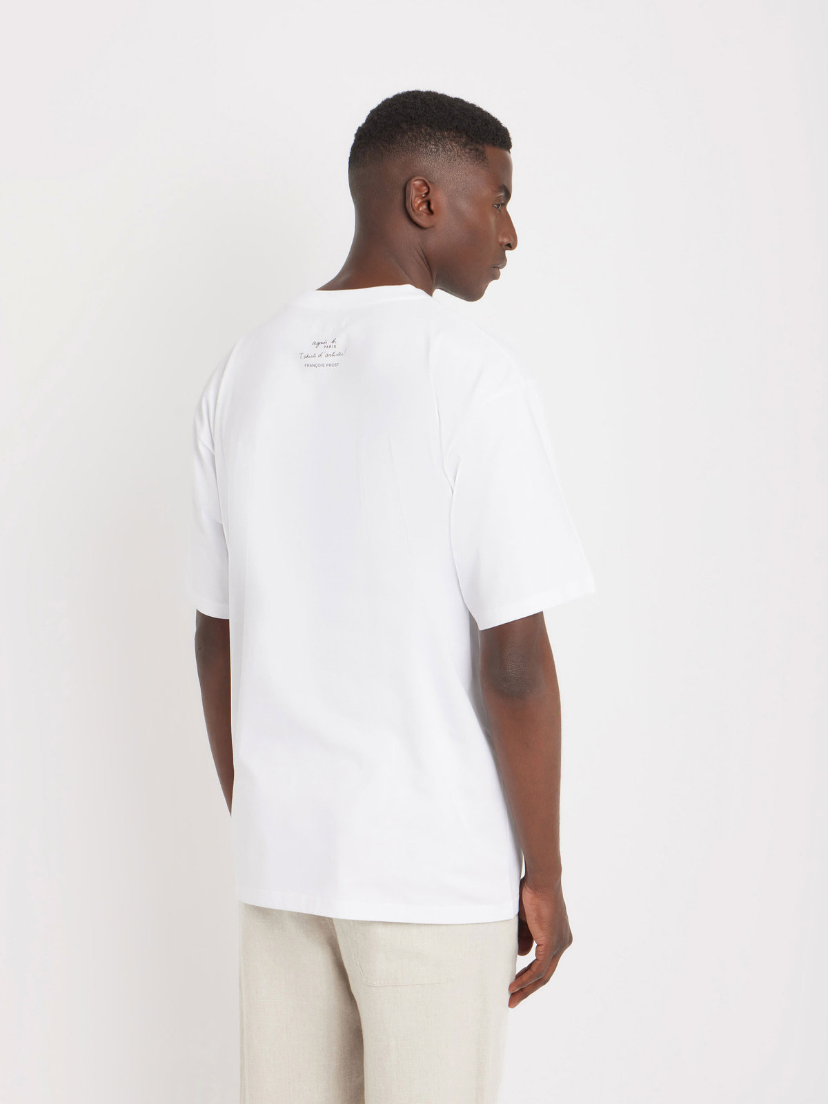 HOMME メンズ メンズ コットン フォトプリント 半袖 アーティストTシャツ ”Francois Prost” ホワイト