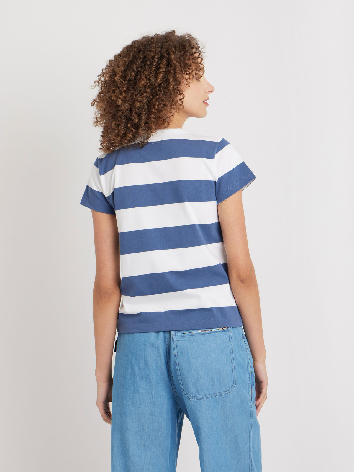 FEMME ウィメンズ 太ボーダー コットン 半袖Tシャツ "Brando" ホワイト系その他