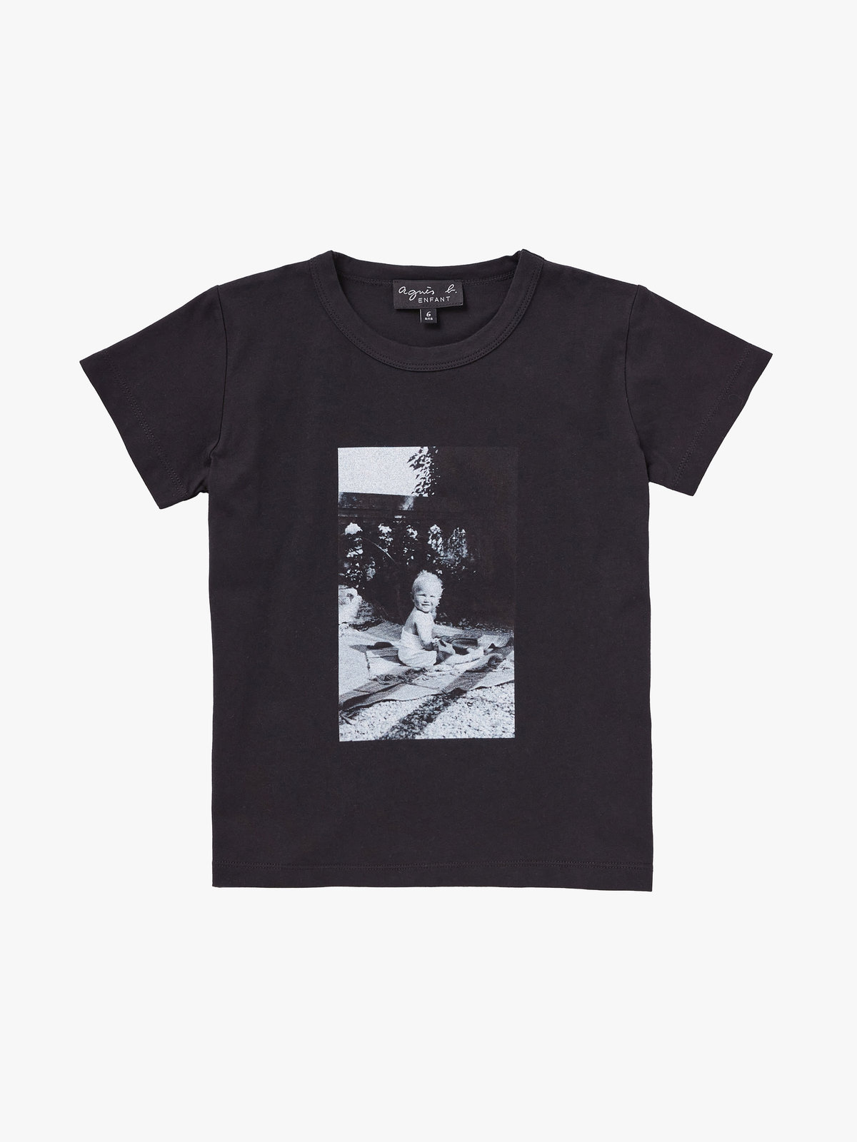 ENFANT ユニセックス キッズ フォトプリント コットン 半袖 Tシャツ ブラック