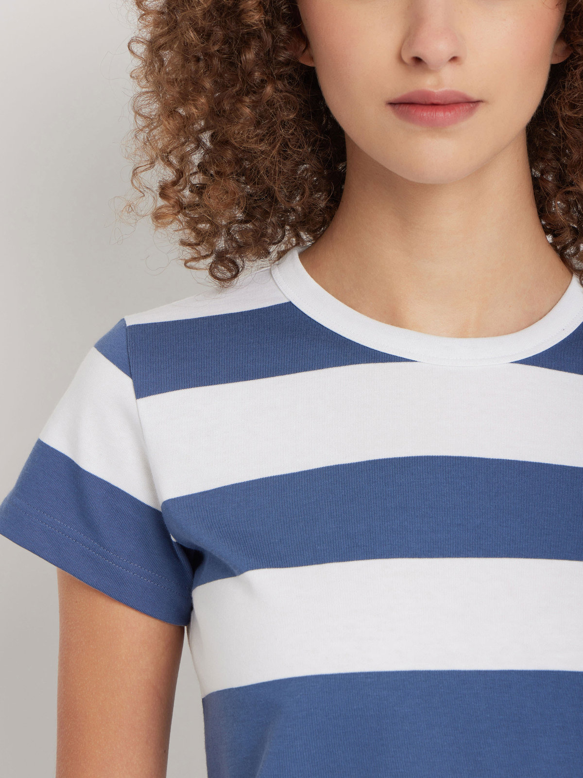 FEMME ウィメンズ 太ボーダー コットン 半袖Tシャツ "Brando" ホワイト系その他