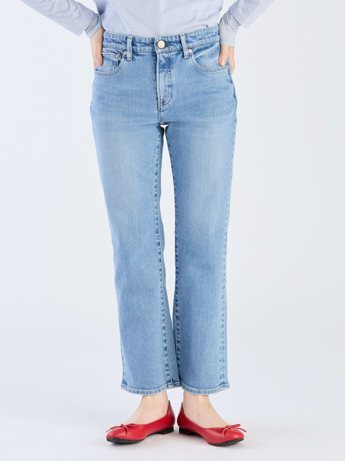 To b. by agnès b. To b. by agnes b. x RED CARD TOKYO Marmalade with To b. フレアデニムパンツ ライトブルー