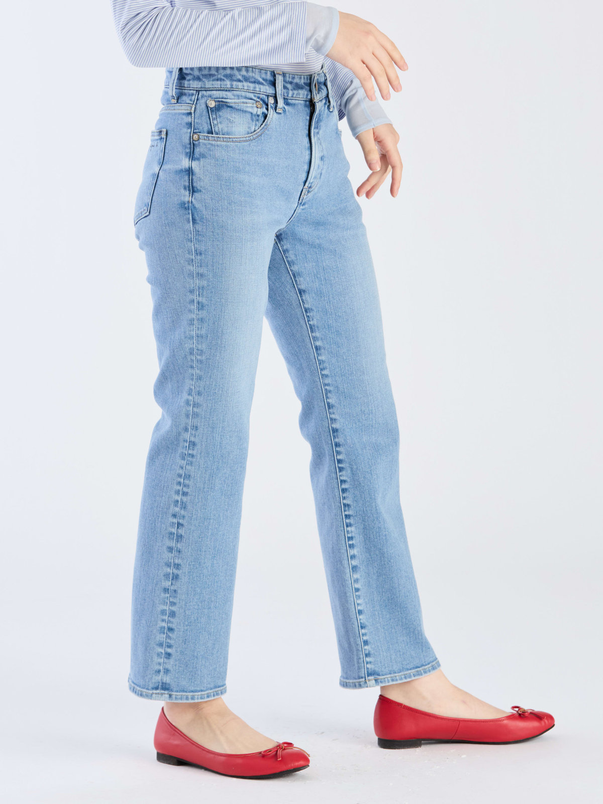 To b. by agnès b. To b. by agnes b. x RED CARD TOKYO Marmalade with To b. フレアデニムパンツ ライトブルー