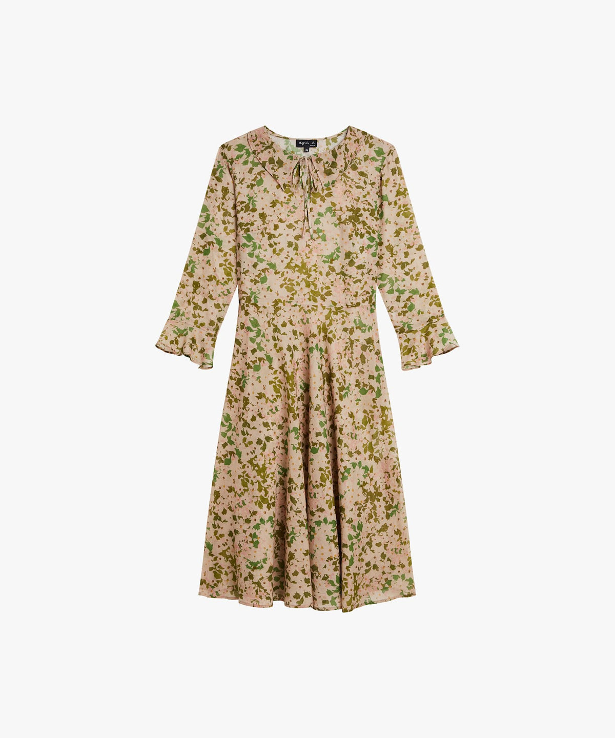 FEMME ウィメンズ フローラル プリント 7分袖 フレア ワンピース "Street" ベージュ系その他