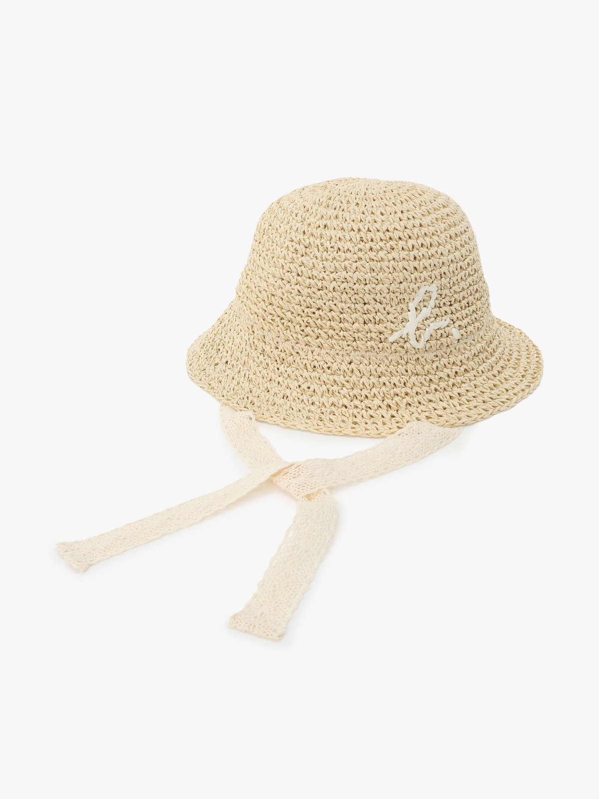 ENFANT ユニセックス キッズ ”b.” ロゴ 刺繍 あご紐レース付き ハット オフホワイト