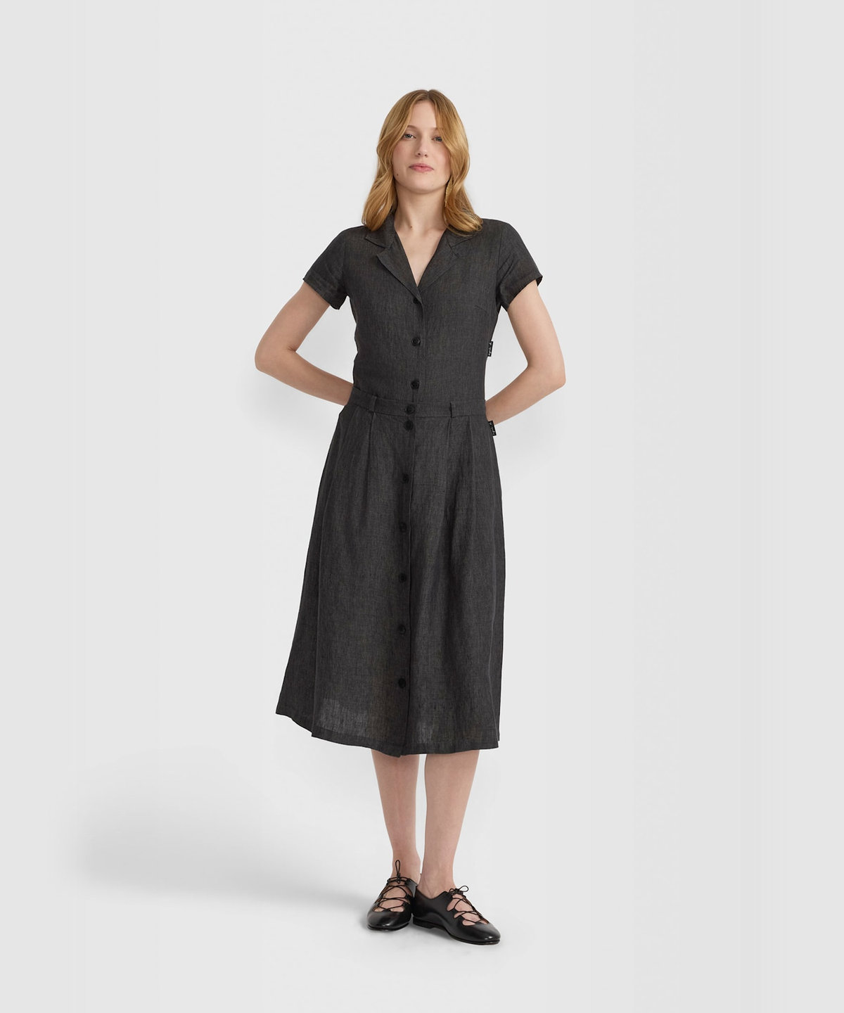 FEMME ウィメンズ リネン ロング フレア スカート "Lenora" グレー