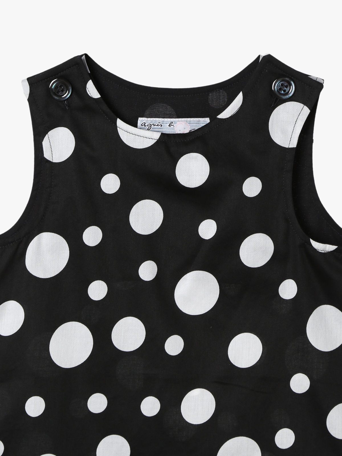 ENFANT ベビー ベビー ドット コットン ノースリーブ ワンピース "Barbie" ブラック