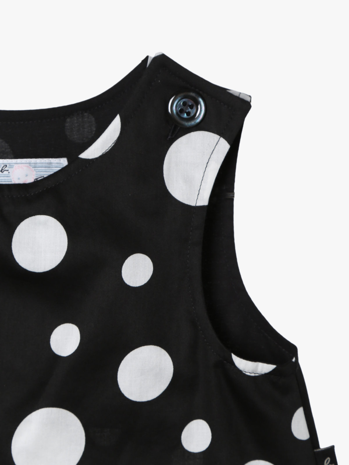 ENFANT ベビー ベビー ドット コットン ノースリーブ ワンピース "Barbie" ブラック