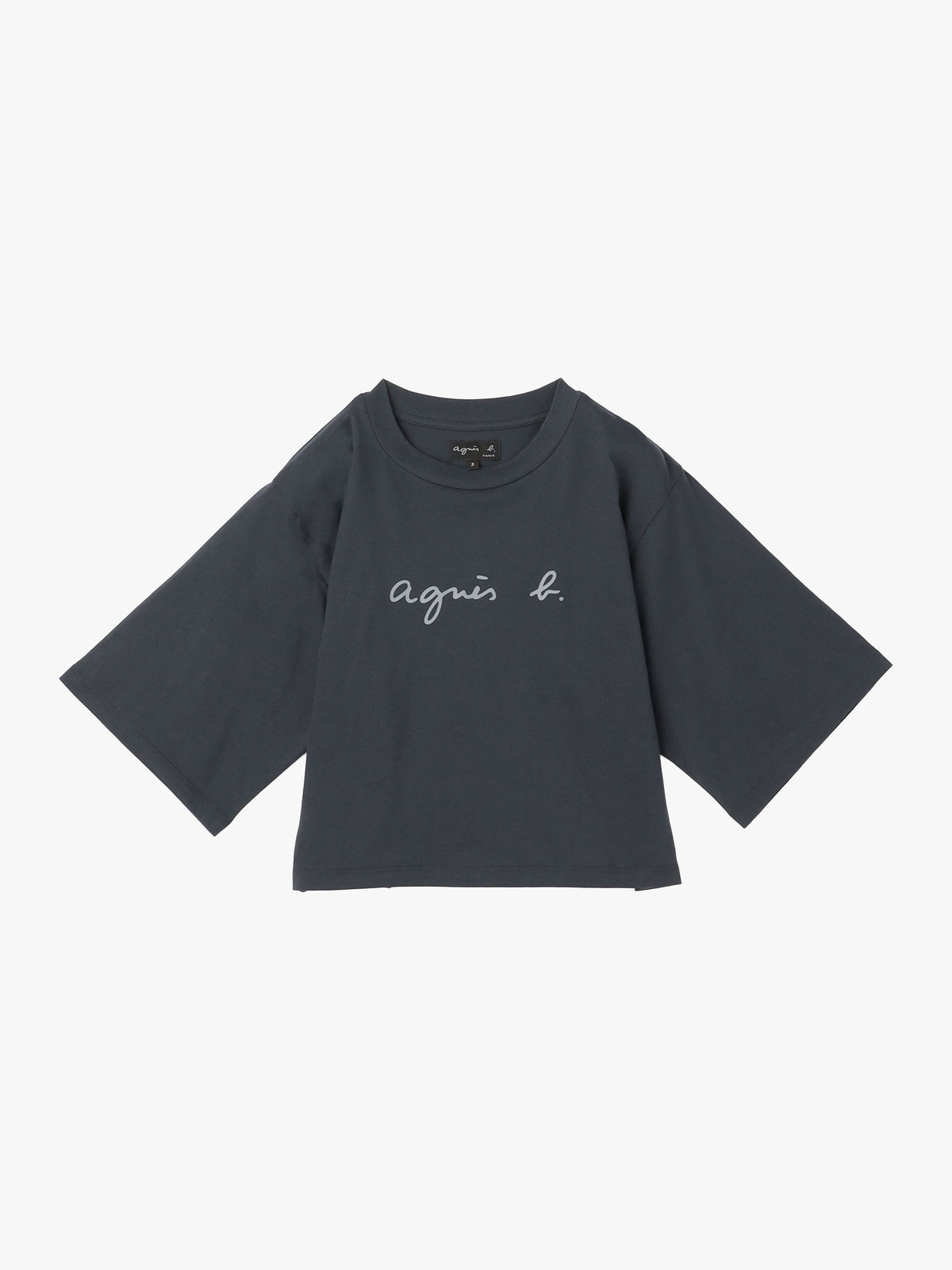 FEMME ウィメンズ ロゴ コットン 5分袖 Tシャツ "Yoko" グレー