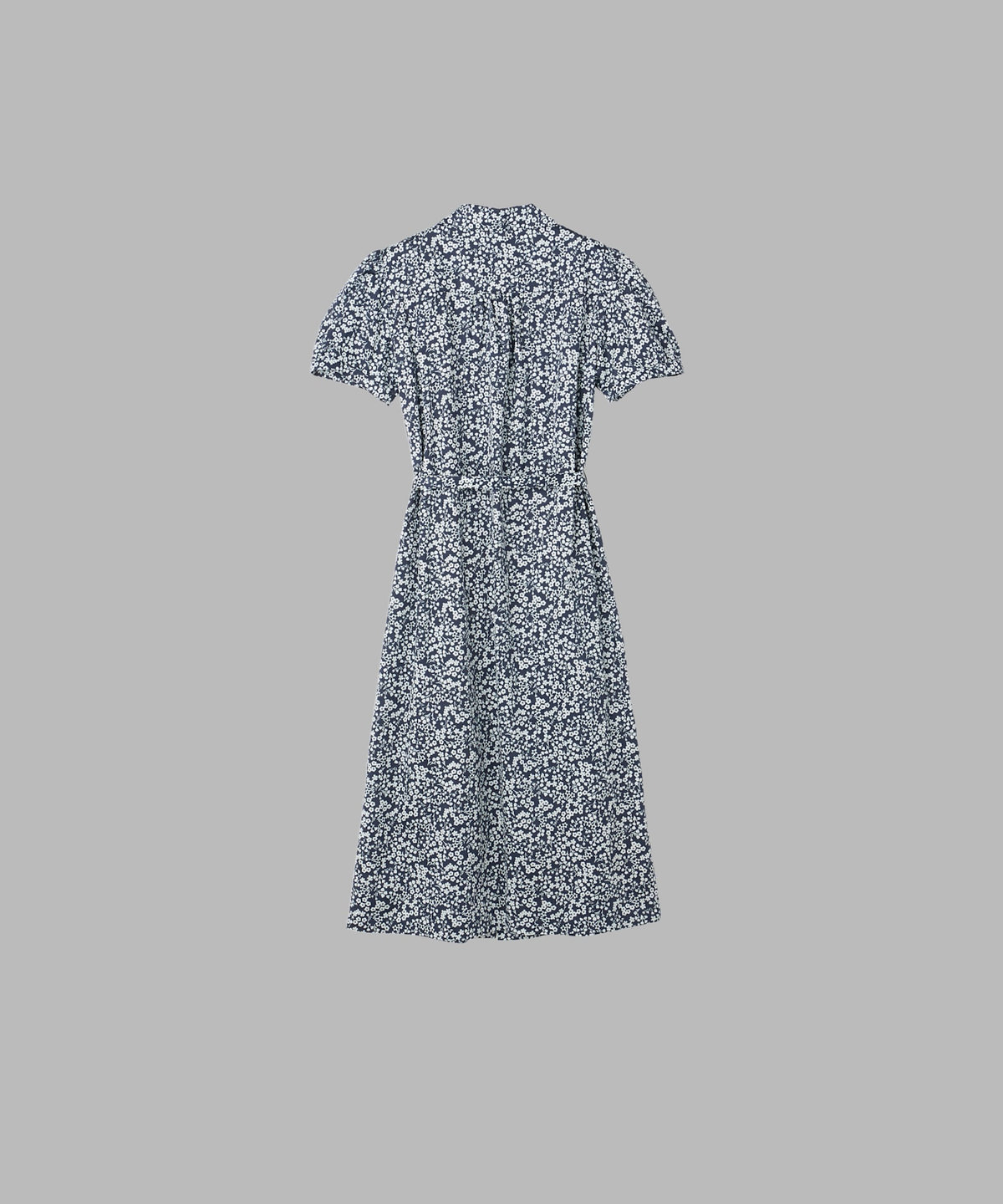 FEMME ウィメンズ フラワープリント コットン パフスリーブ ワンピース ネイビー