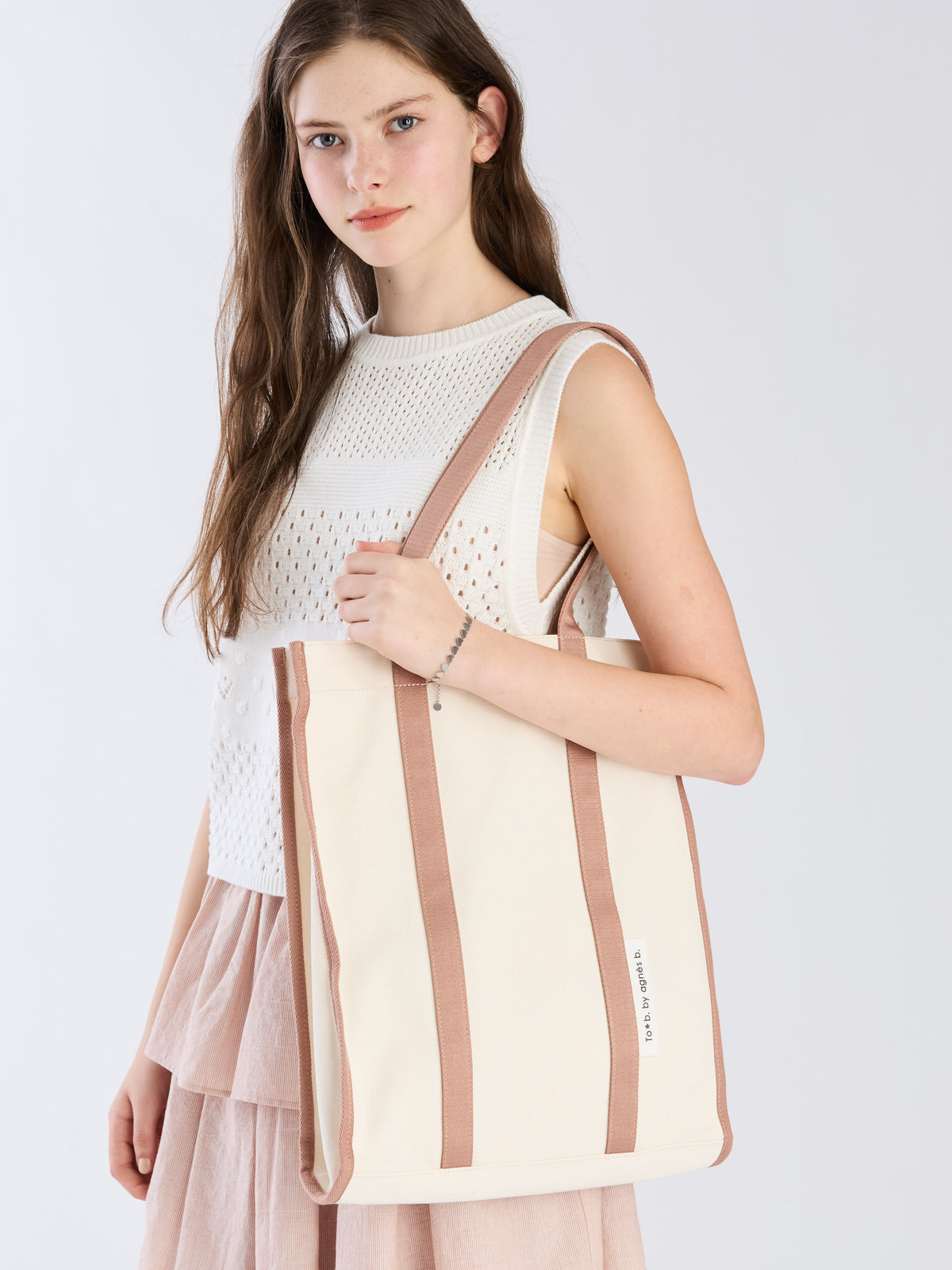To b. by agnès b. 【Outlet】バイカラー コットン キャンバス トートバッグ ピンク