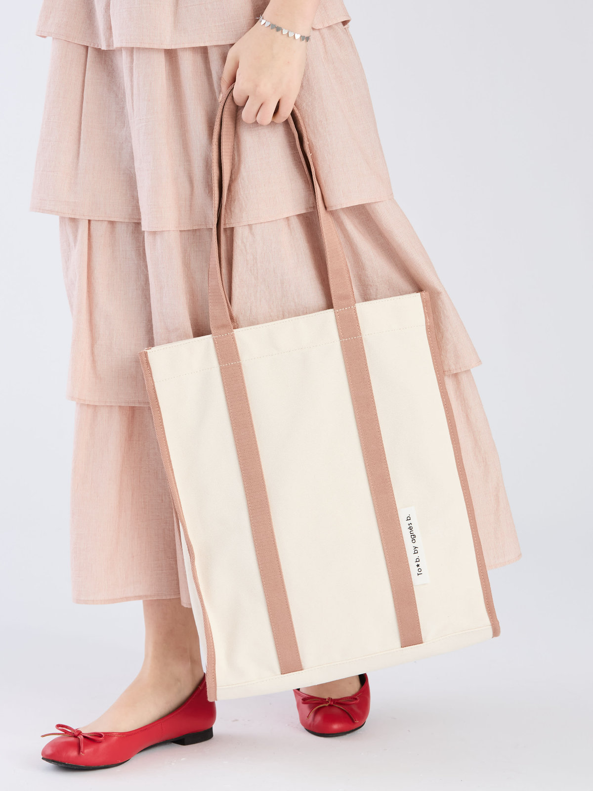 To b. by agnès b. 【Outlet】バイカラー コットン キャンバス トートバッグ ピンク
