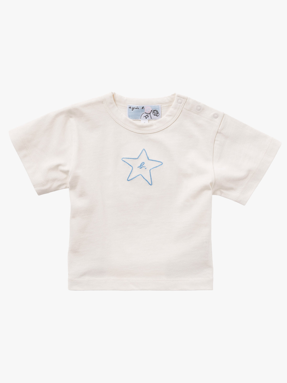 ENFANT ベビー ベビー "b." ロゴ スター コットン 半袖 Tシャツ "Domi" ホワイト