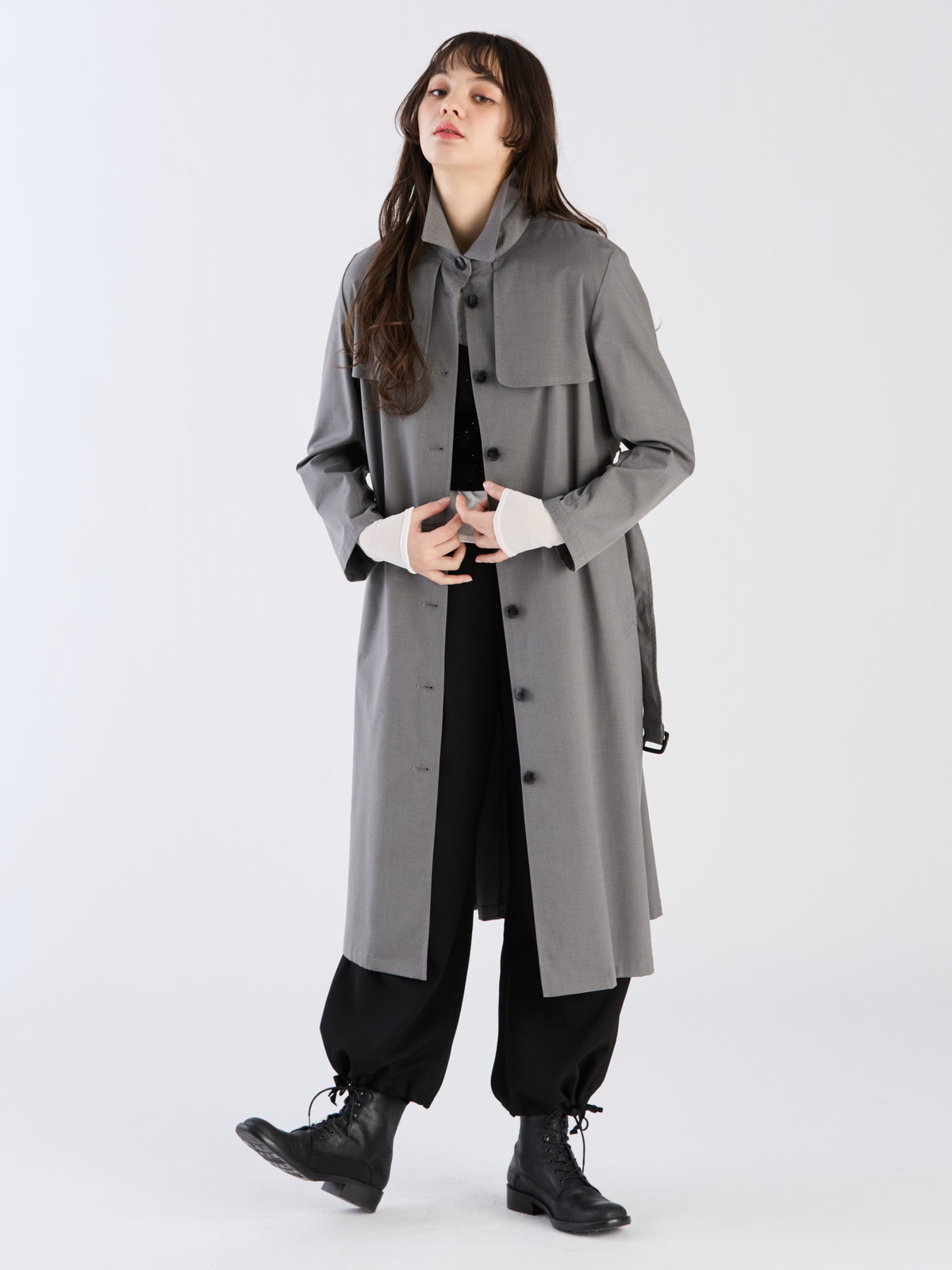 To b. by agnès b. 【Outlet】ベーシック ツイル トレンチコート グレー