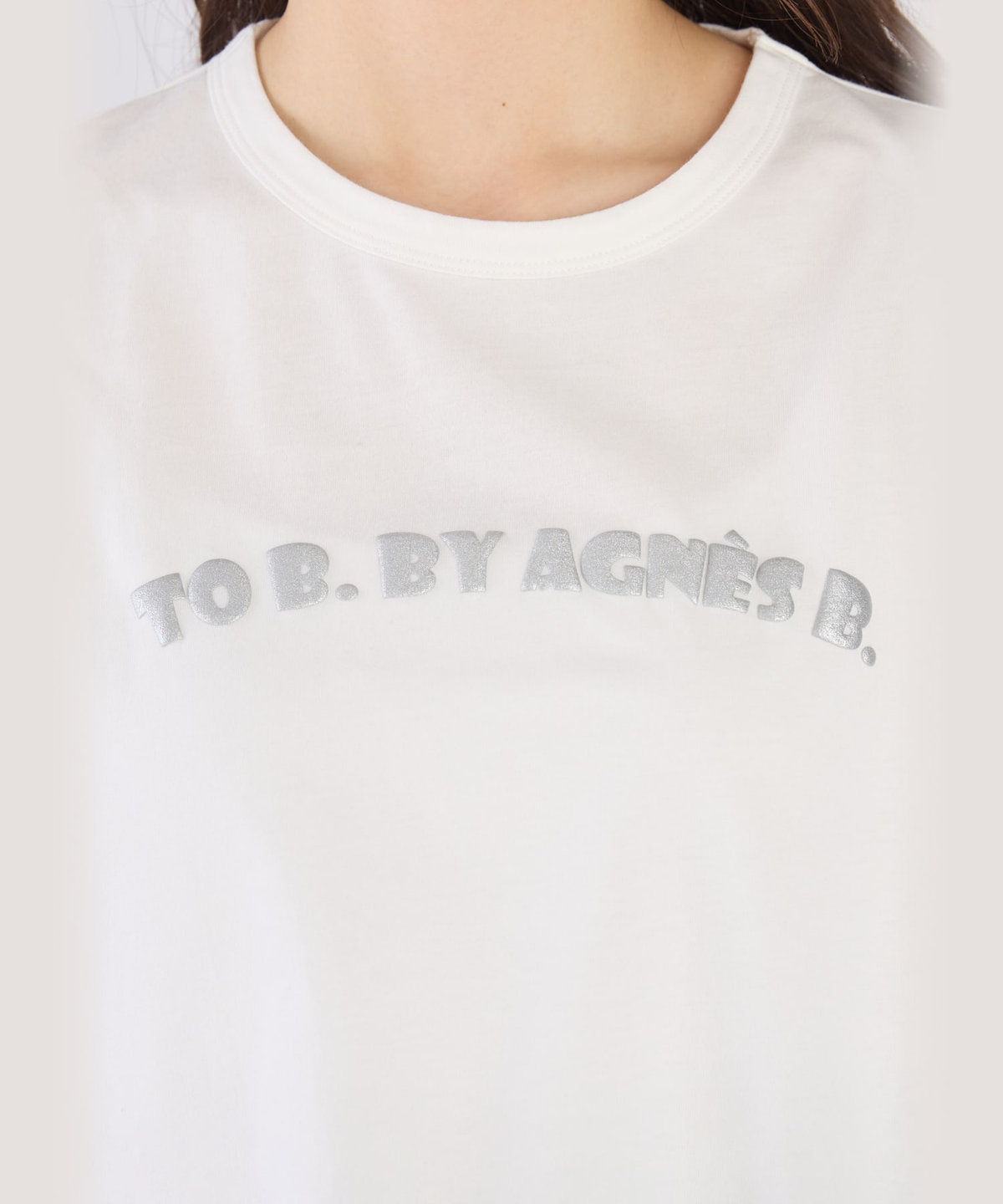 To b. by agnès b. ロゴ パフプリント コットン 半袖 Tシャツ ホワイト