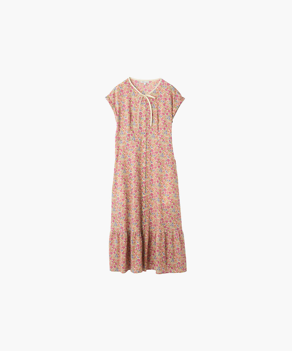 To b. by agnès b. フラワープリント コットン ショートスリーブ ワンピース ピンク