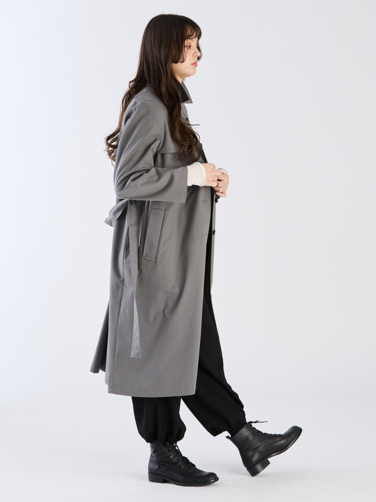 To b. by agnès b. 【Outlet】ベーシック ツイル トレンチコート グレー