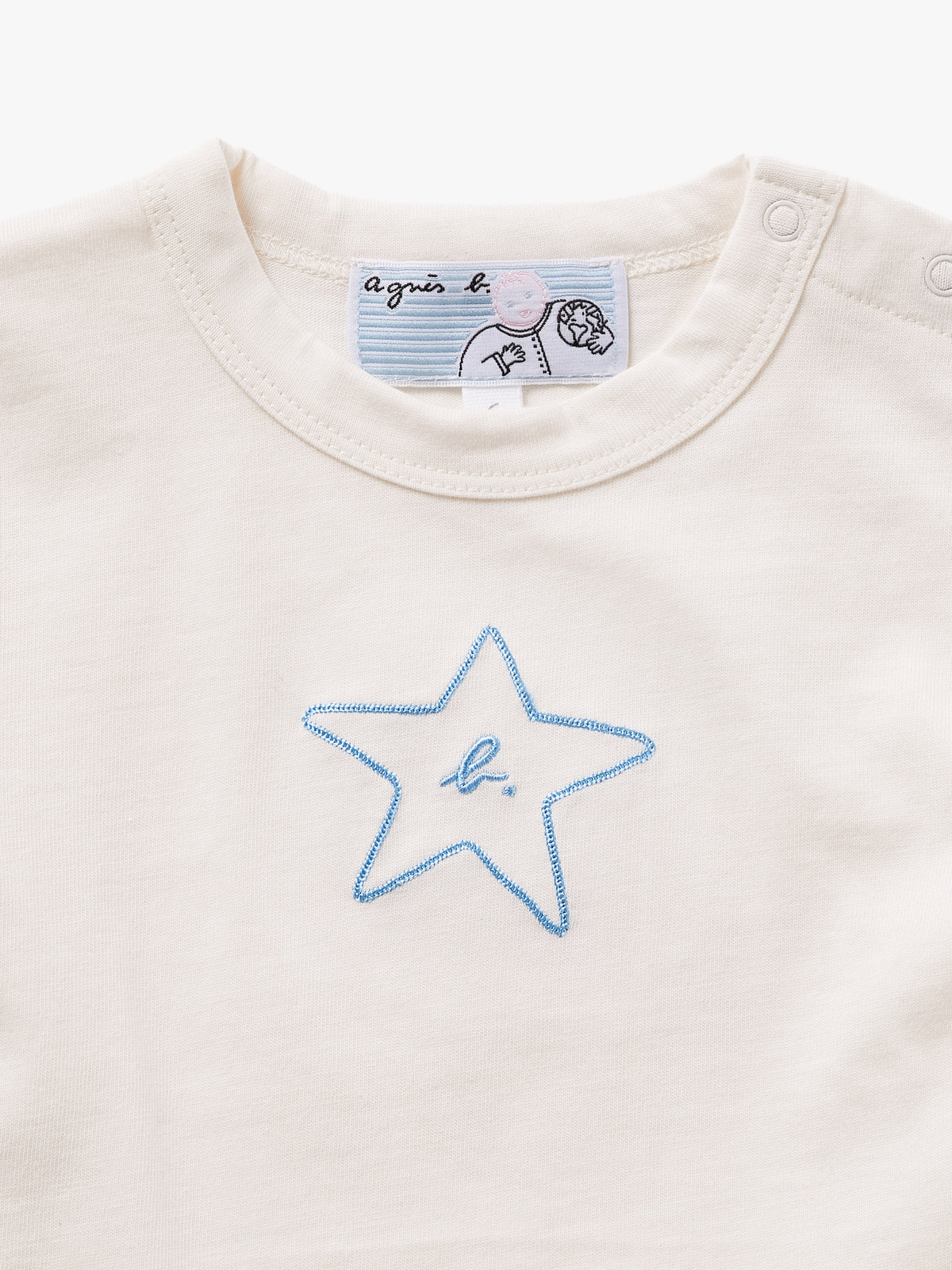 ENFANT ベビー ベビー "b." ロゴ スター コットン 半袖 Tシャツ "Domi" ホワイト