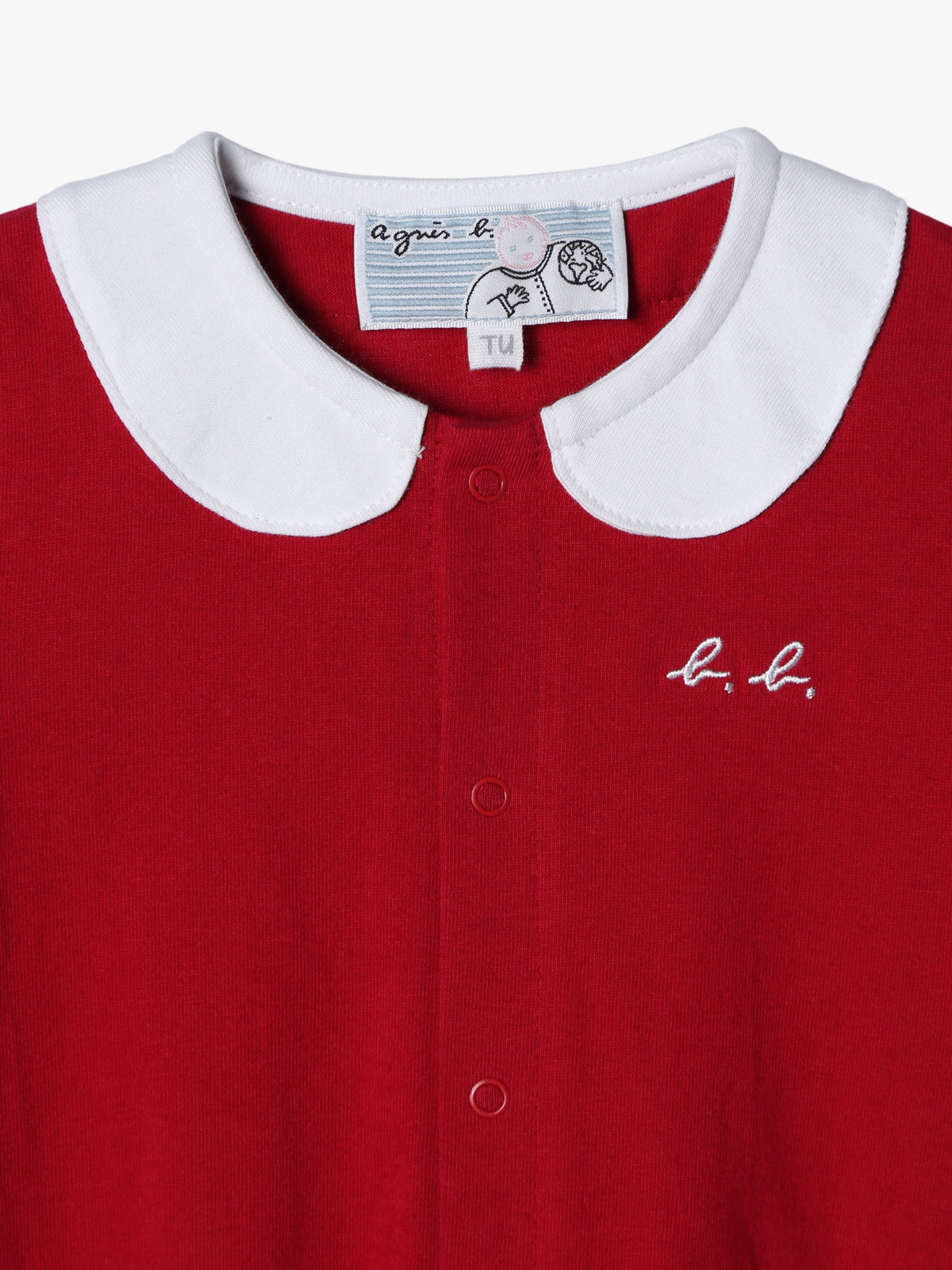 ENFANT ベビー ベビー トロンプルイユ コットン 長袖 2wayオール レッド