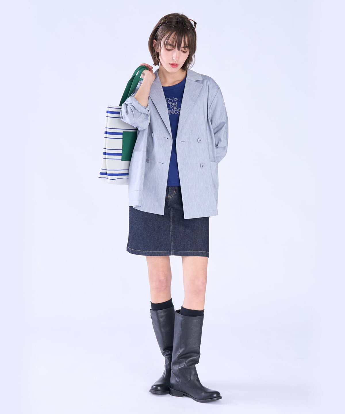 To b. by agnès b. ダブルテーラード ジャケット ブルー