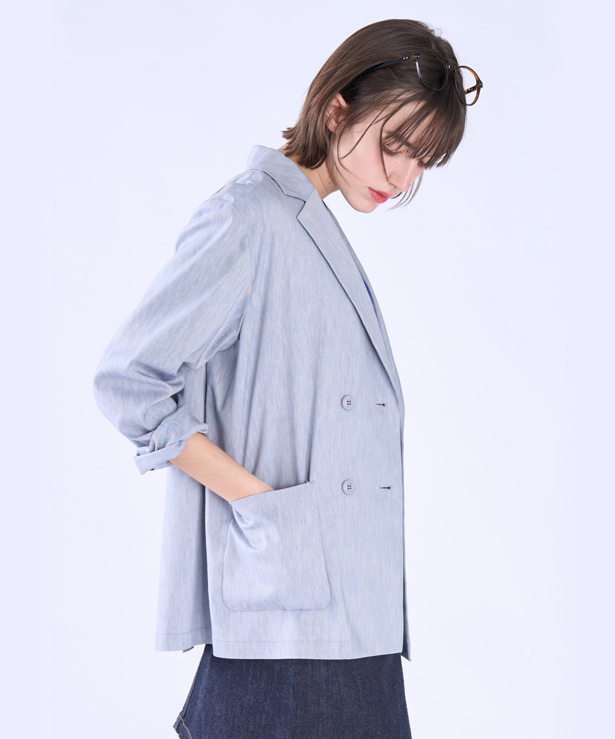 To b. by agnès b. ダブルテーラード ジャケット ブルー