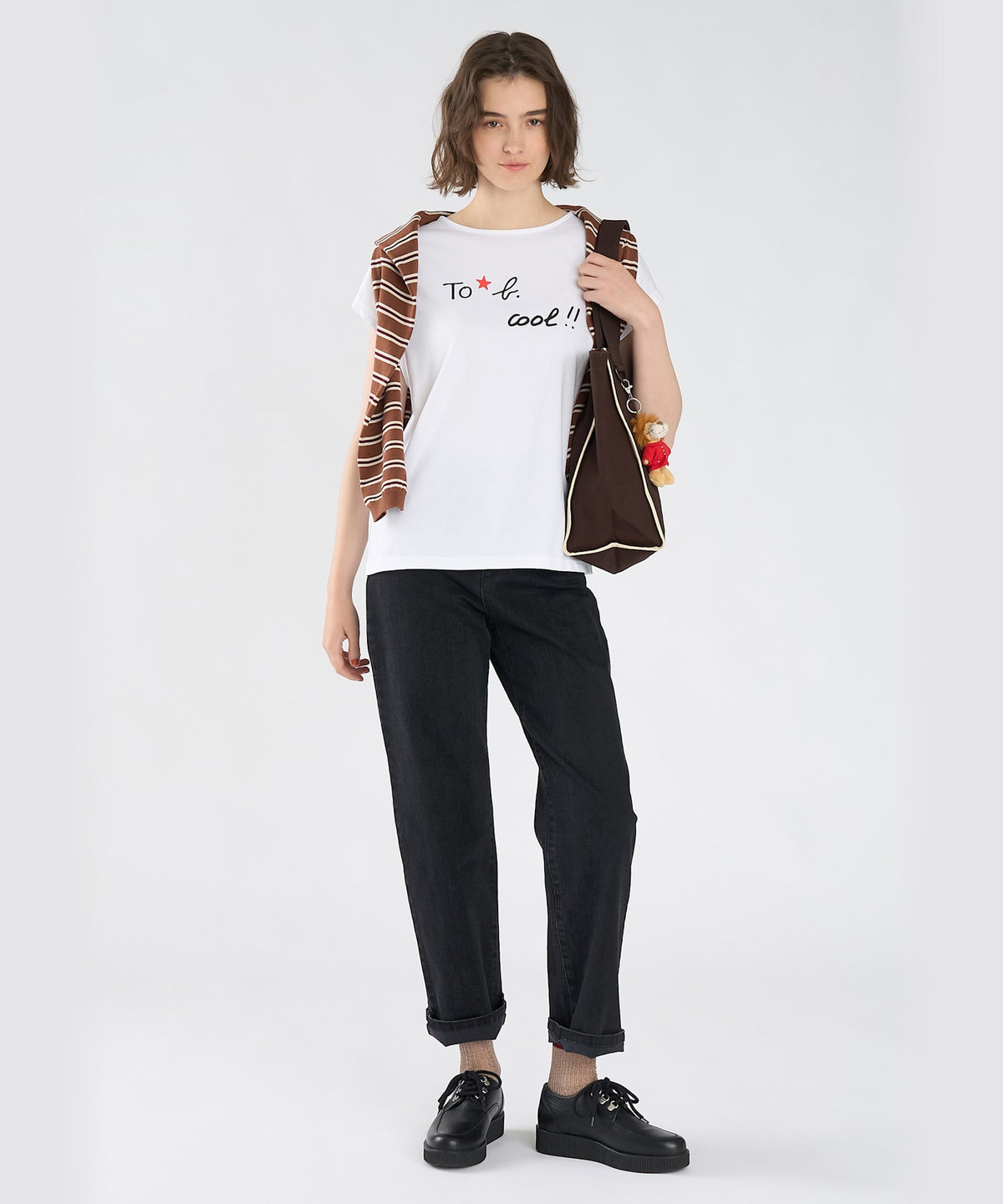 To b. by agnès b. To b. by agnes b.× green label relaxing オーガニックコットン プリントTシャツ "cool!!" ホワイト
