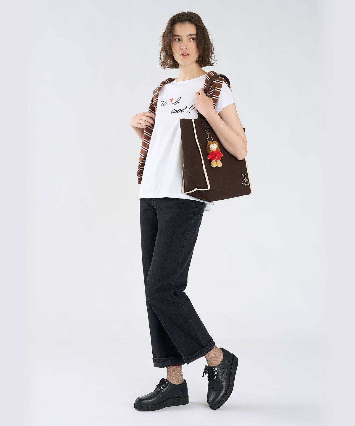 To b. by agnès b. To b. by agnes b.× green label relaxing オーガニックコットン プリントTシャツ "cool!!" ホワイト